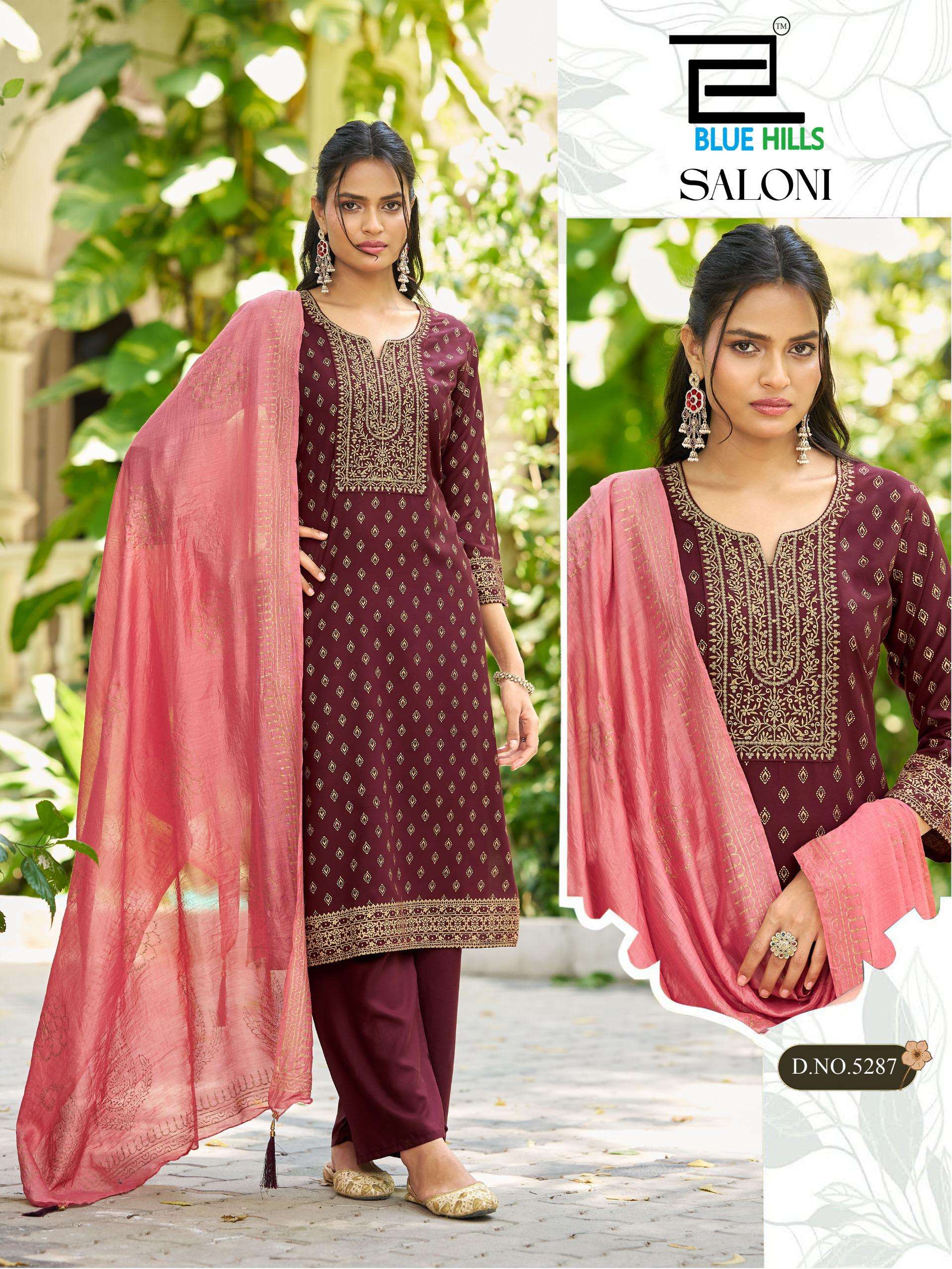 BLUE HILLS  SALONI RAYON FANCY EMBROIDERY WORK LADIES 3PCS SET COLLECTION 