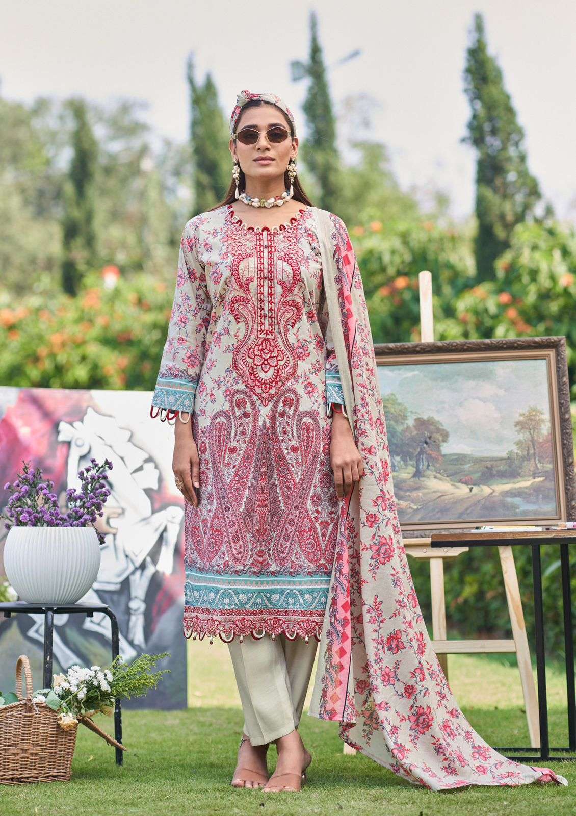 COSMOS FASHION JAZMIN VOL 2 LAWN COTTON PRINT WITH FANCY WORK SUIT