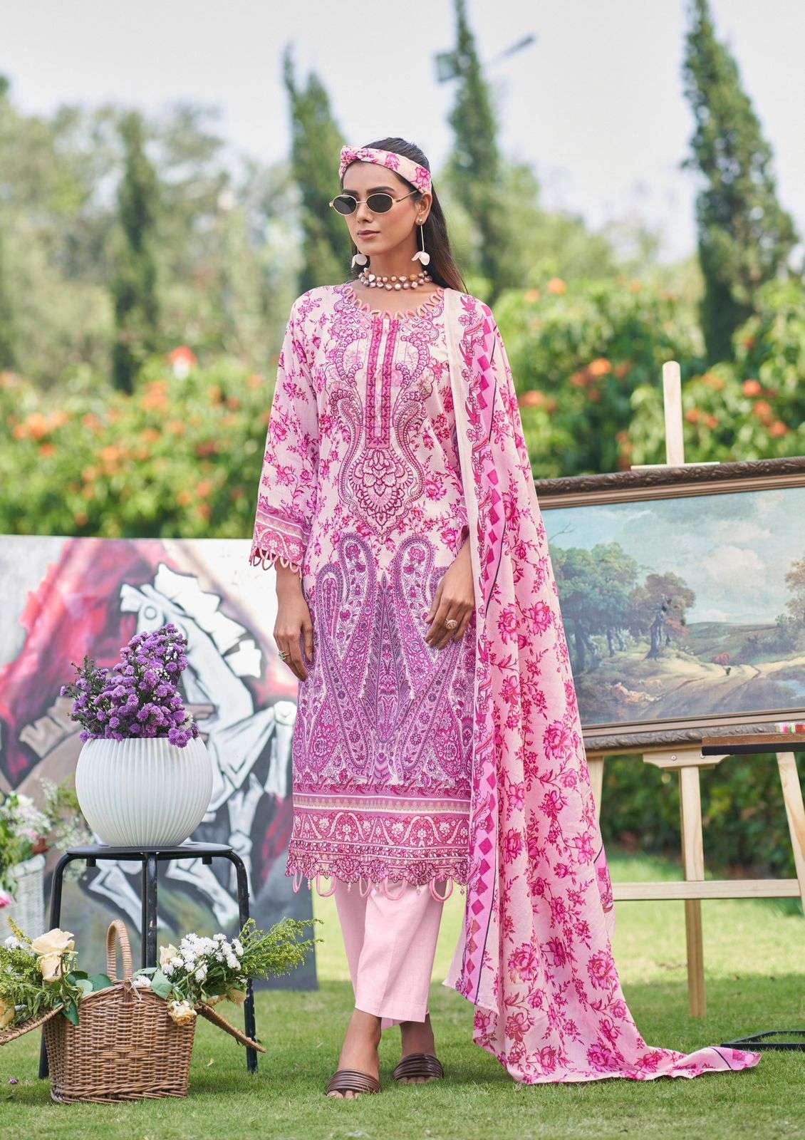COSMOS FASHION JAZMIN VOL 2 LAWN COTTON PRINT WITH FANCY WORK SUIT