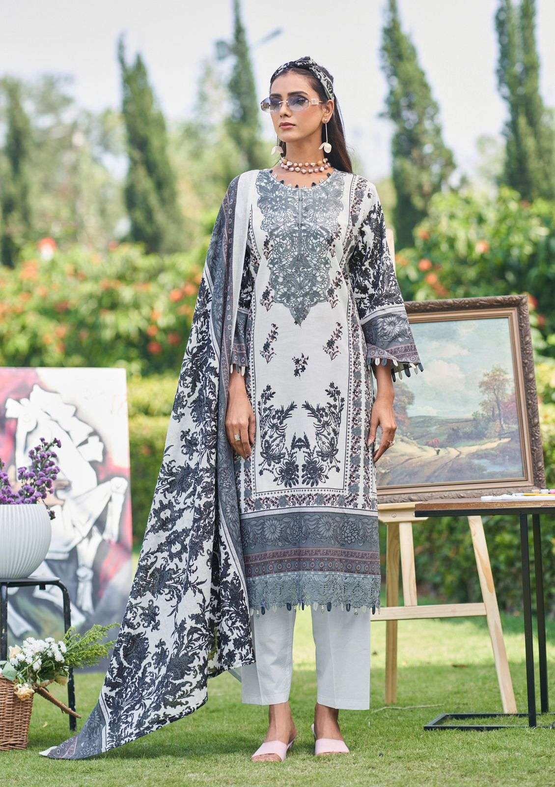 COSMOS FASHION JAZMIN VOL 2 LAWN COTTON PRINT WITH FANCY WORK SUIT
