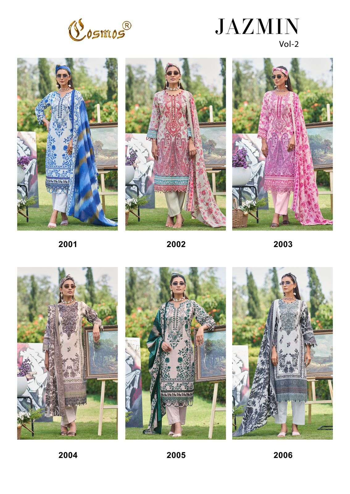 COSMOS FASHION JAZMIN VOL 2 LAWN COTTON PRINT WITH FANCY WORK SUIT