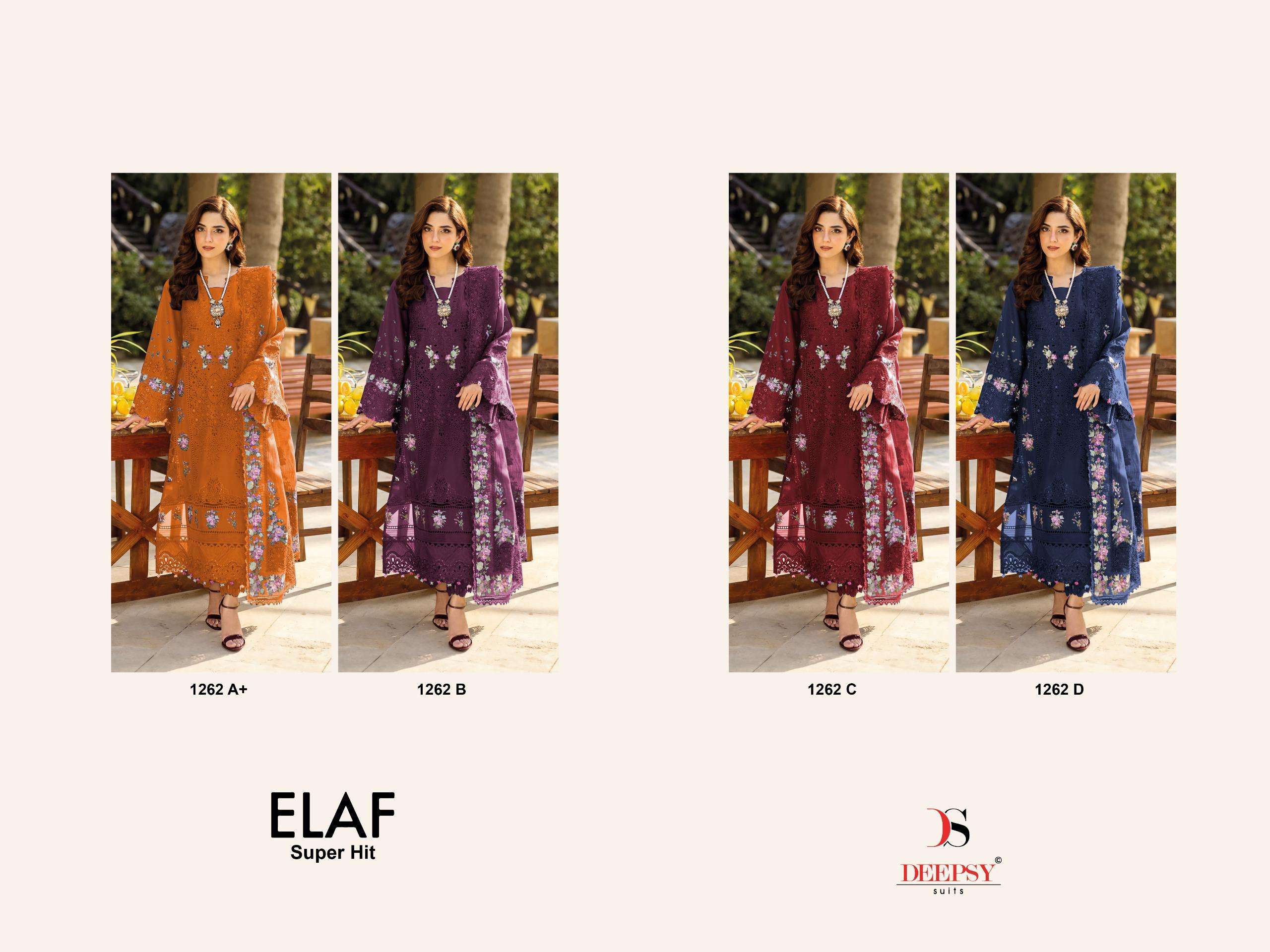 DEEPSY SUITS D NO 1262 ABCD COTTON HEAVY PATCH EMBROIDERY DESIGNER WORK SUIT