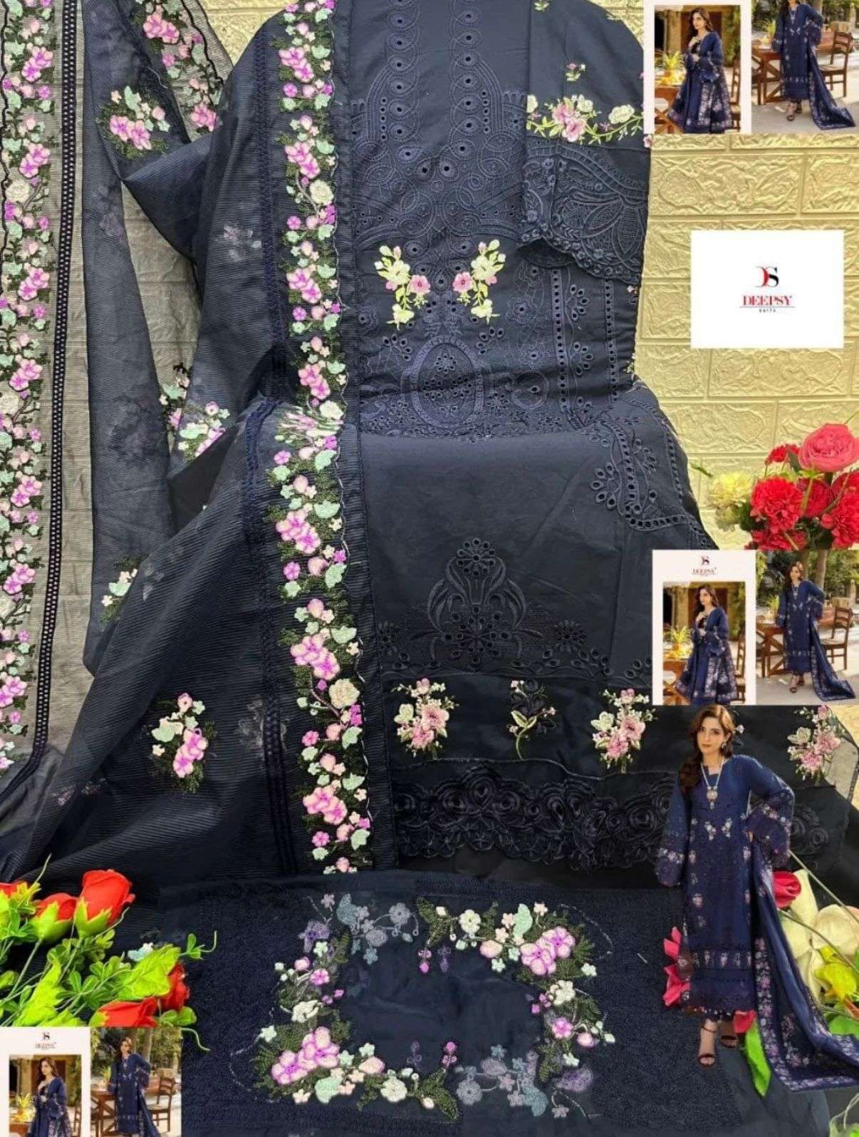 DEEPSY SUITS D NO 1262 AND 1263 COTTON HEAVY EMBROIDERY DESIGNER WORK SUIT