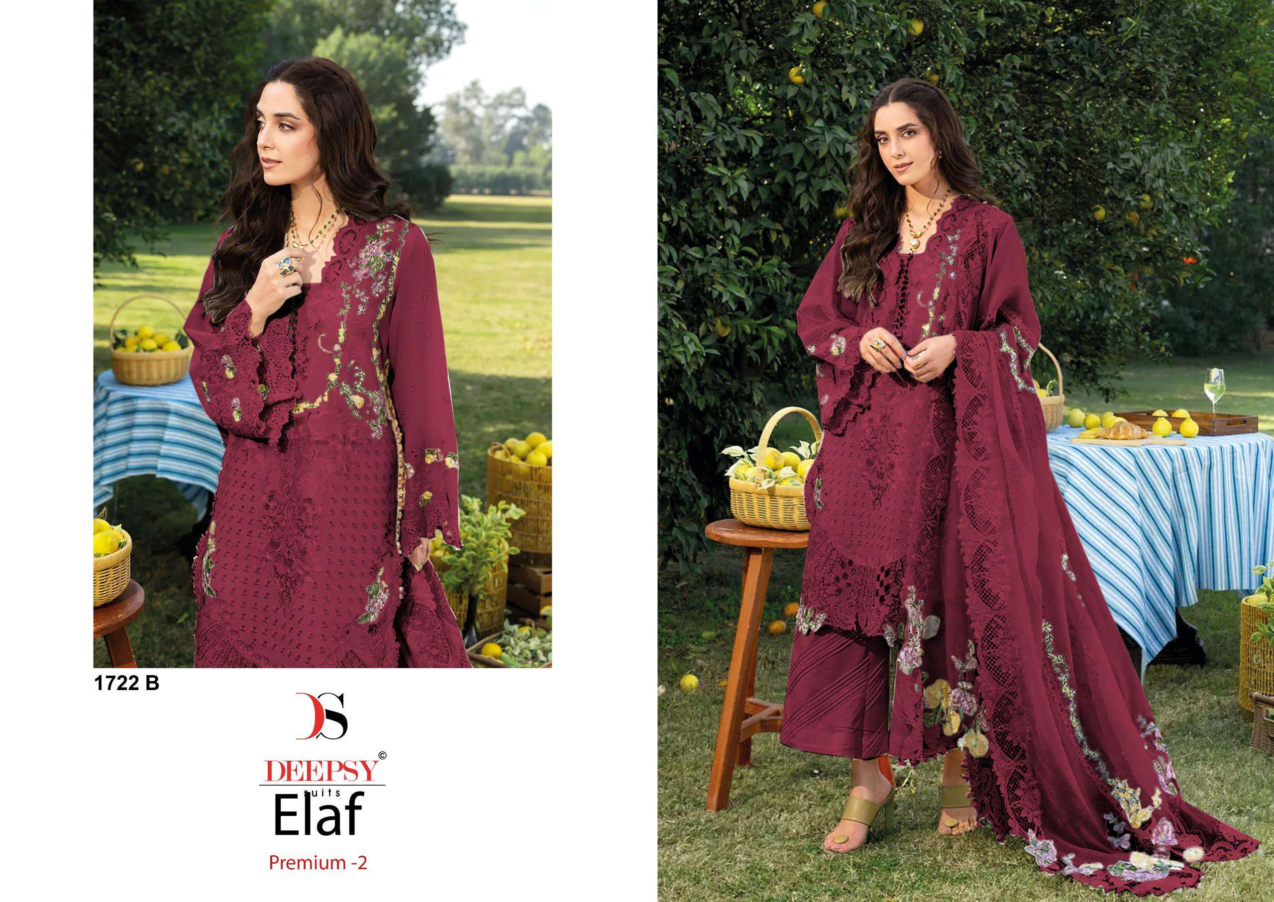 DEEPSY SUITS ELAF PREMIUM VOL 2 D NO 1722 COTTON HEAVY EMBROIDERY DESIGNER SUIT