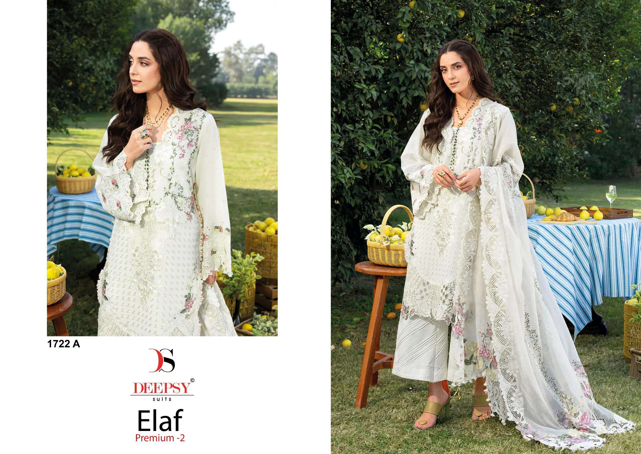 DEEPSY SUITS ELAF PREMIUM VOL 2 D NO 1722 COTTON HEAVY EMBROIDERY DESIGNER SUIT