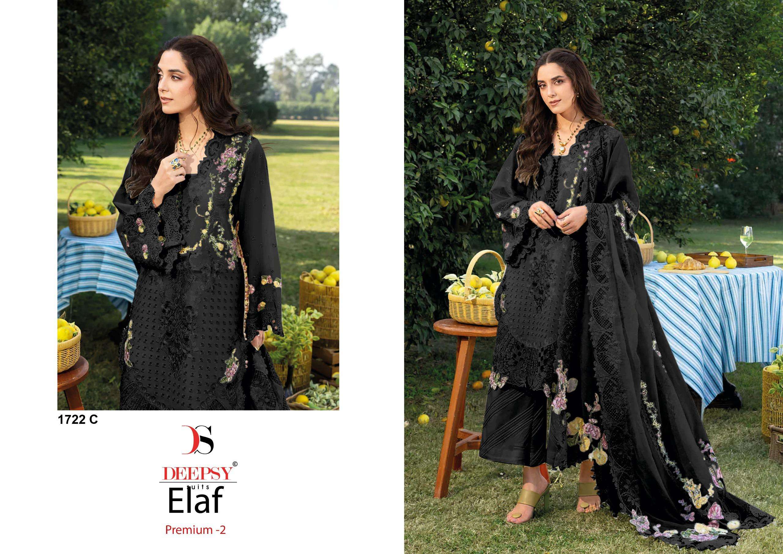 DEEPSY SUITS ELAF PREMIUM VOL 2 D NO 1722 COTTON HEAVY EMBROIDERY DESIGNER SUIT