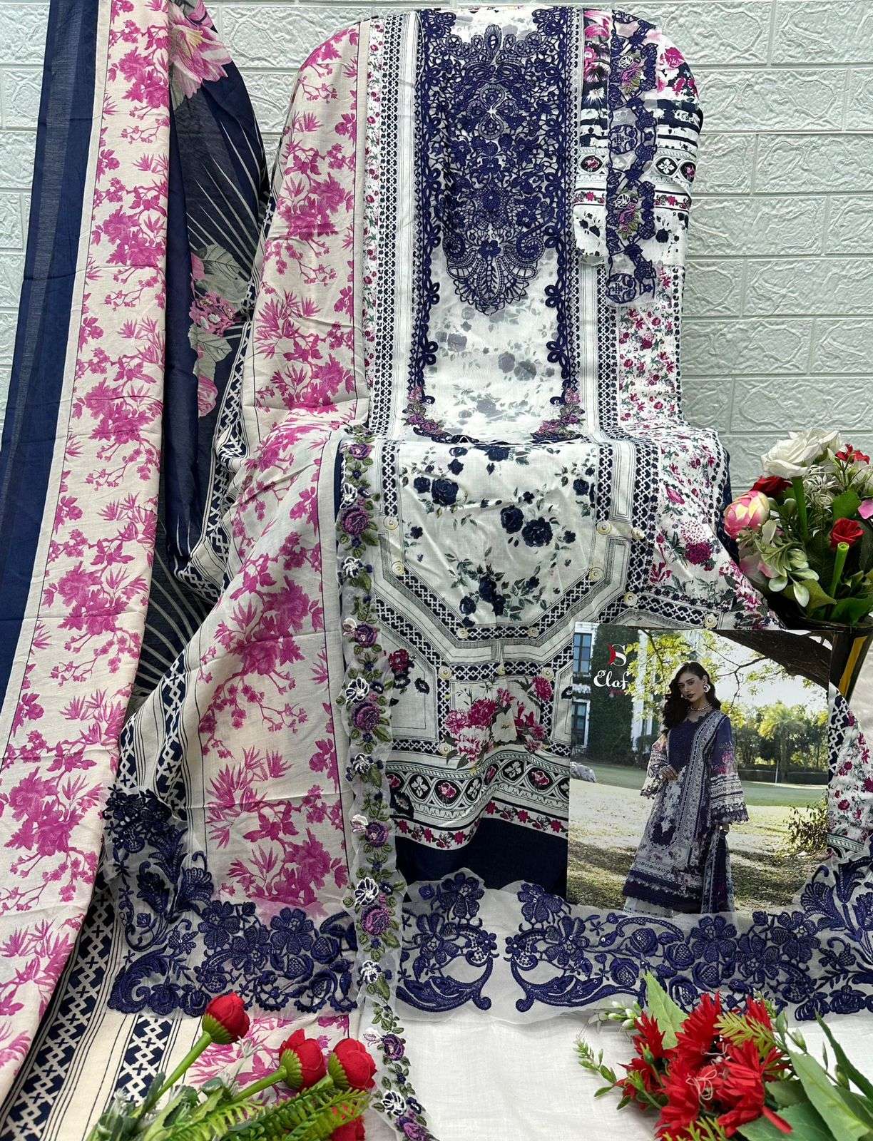 DEEPSY SUITS ELAF SIGNATURE VOL 1 COTTON HEAVY PATCH EMBROIDERY WORK SUIT