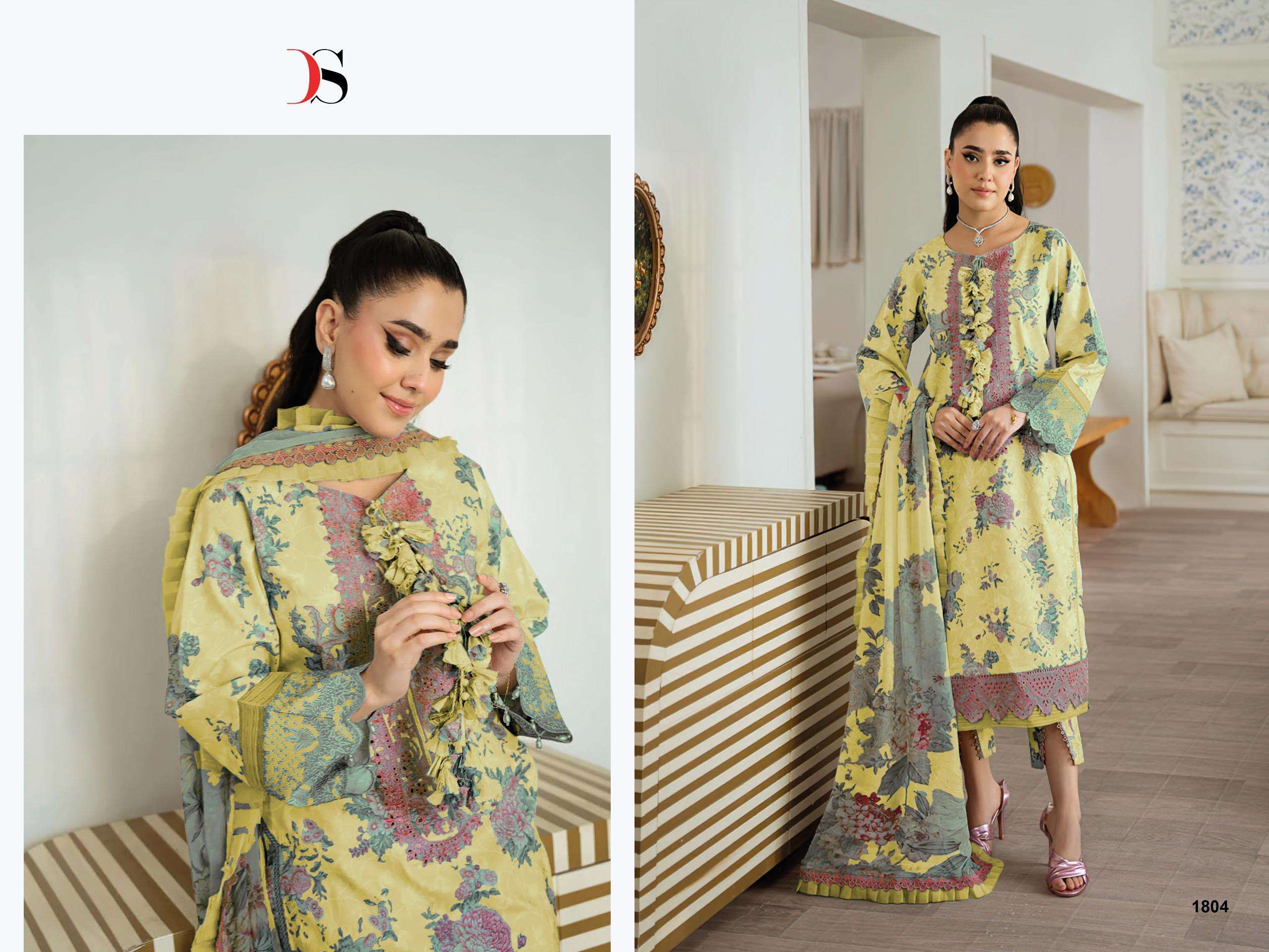DEEPSY SUITS JADE FLORA PREMIUM COLLECTION COTTON HEAVY EMBROIDERY DESIGNER WORK SUIT