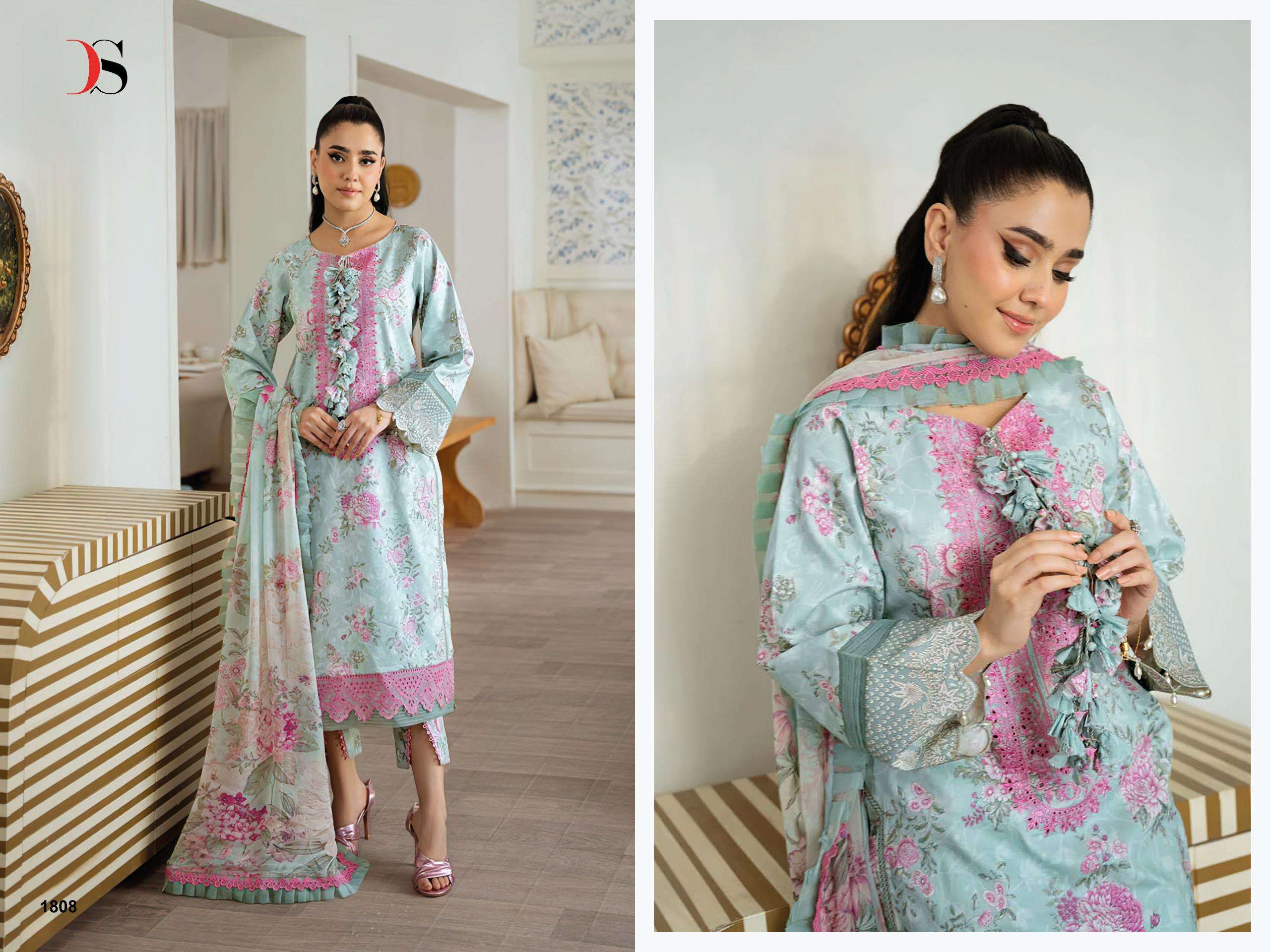 DEEPSY SUITS JADE FLORA PREMIUM COLLECTION COTTON HEAVY EMBROIDERY DESIGNER WORK SUIT