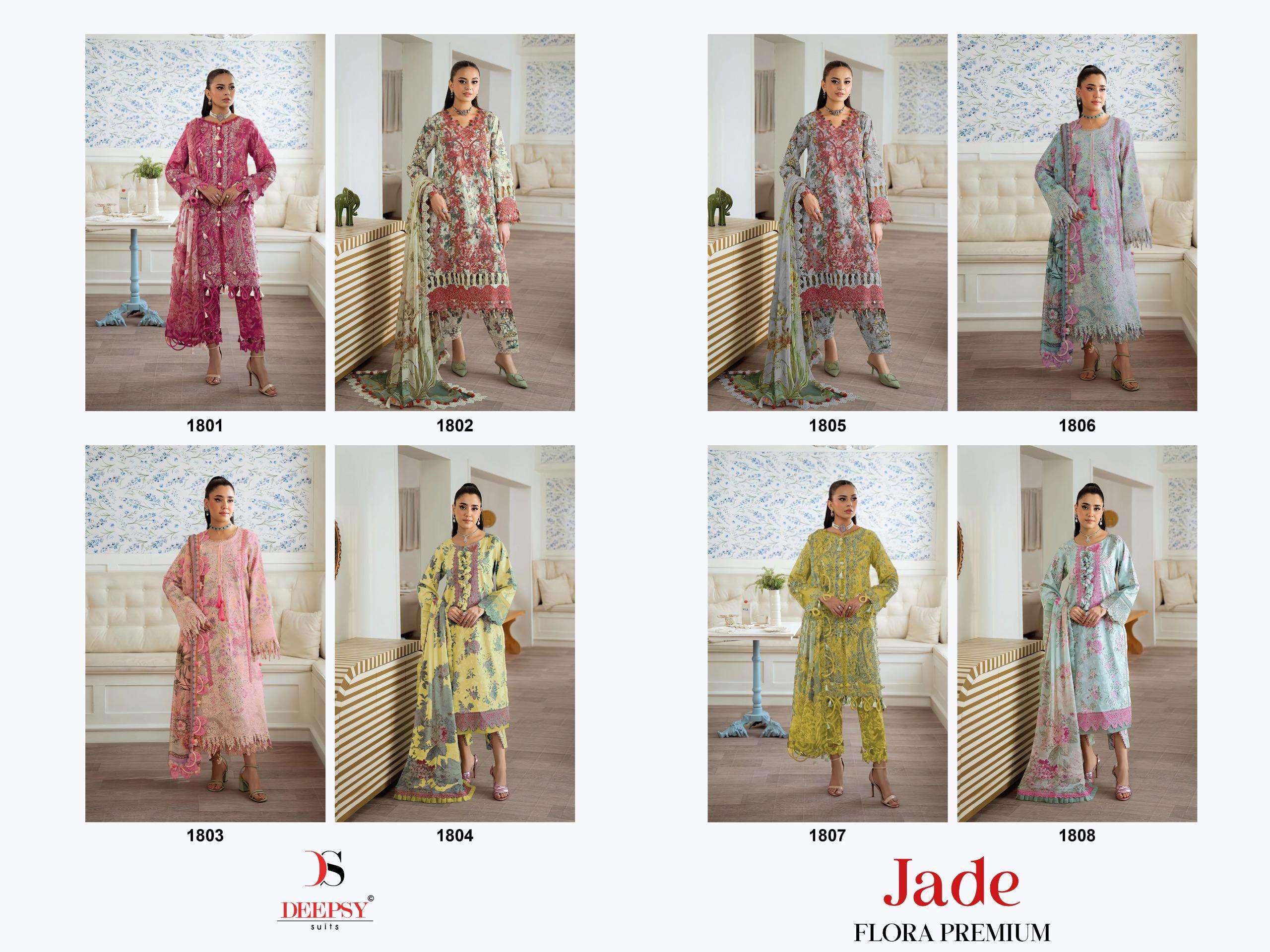 DEEPSY SUITS JADE FLORA PREMIUM COLLECTION COTTON HEAVY EMBROIDERY DESIGNER WORK SUIT