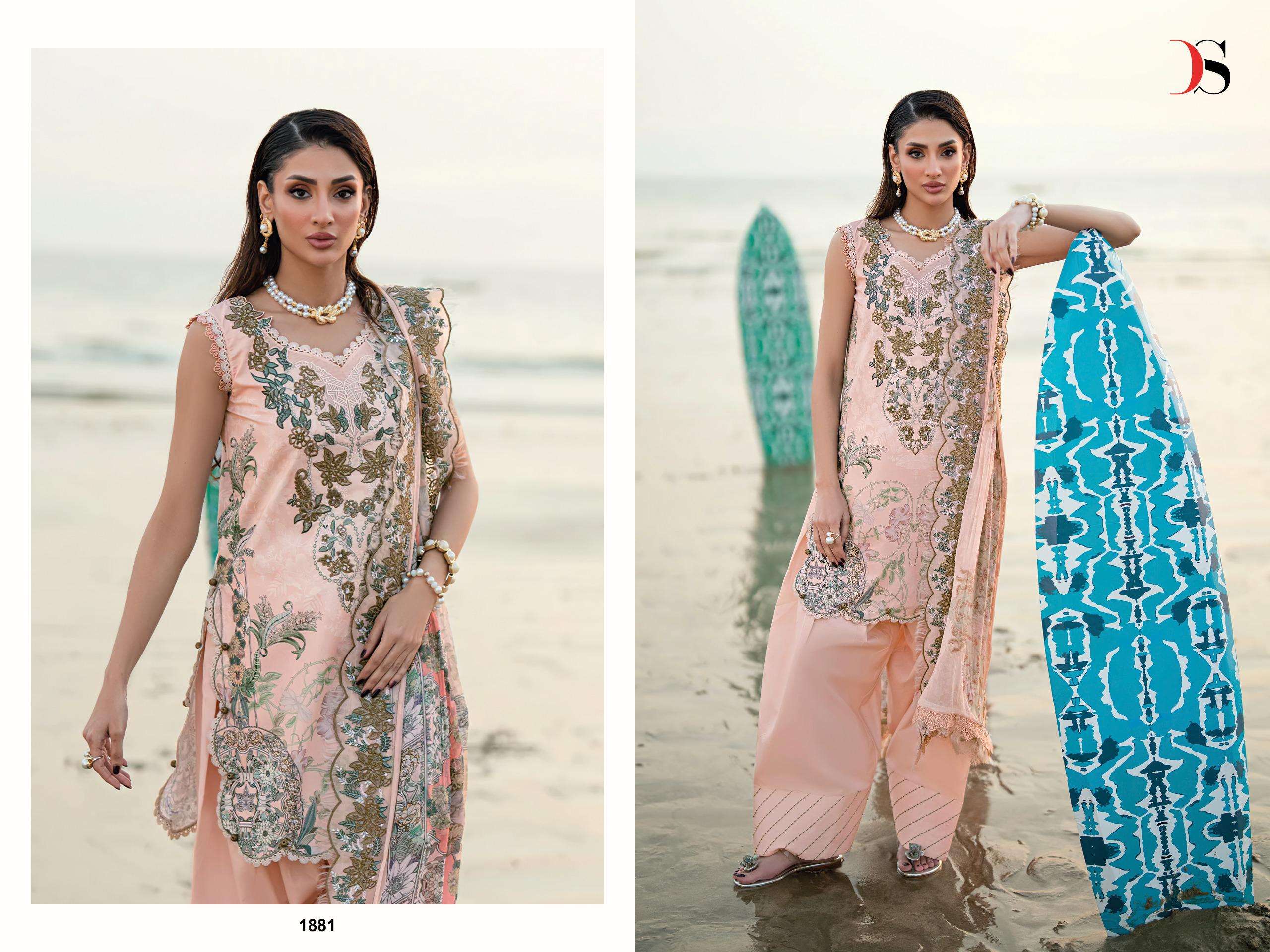 DEEPSY SUITS JADE NEEDLE WONDER VOL 6 COTTON HEAVY PATCH EMBROIDERY WORK SUIT