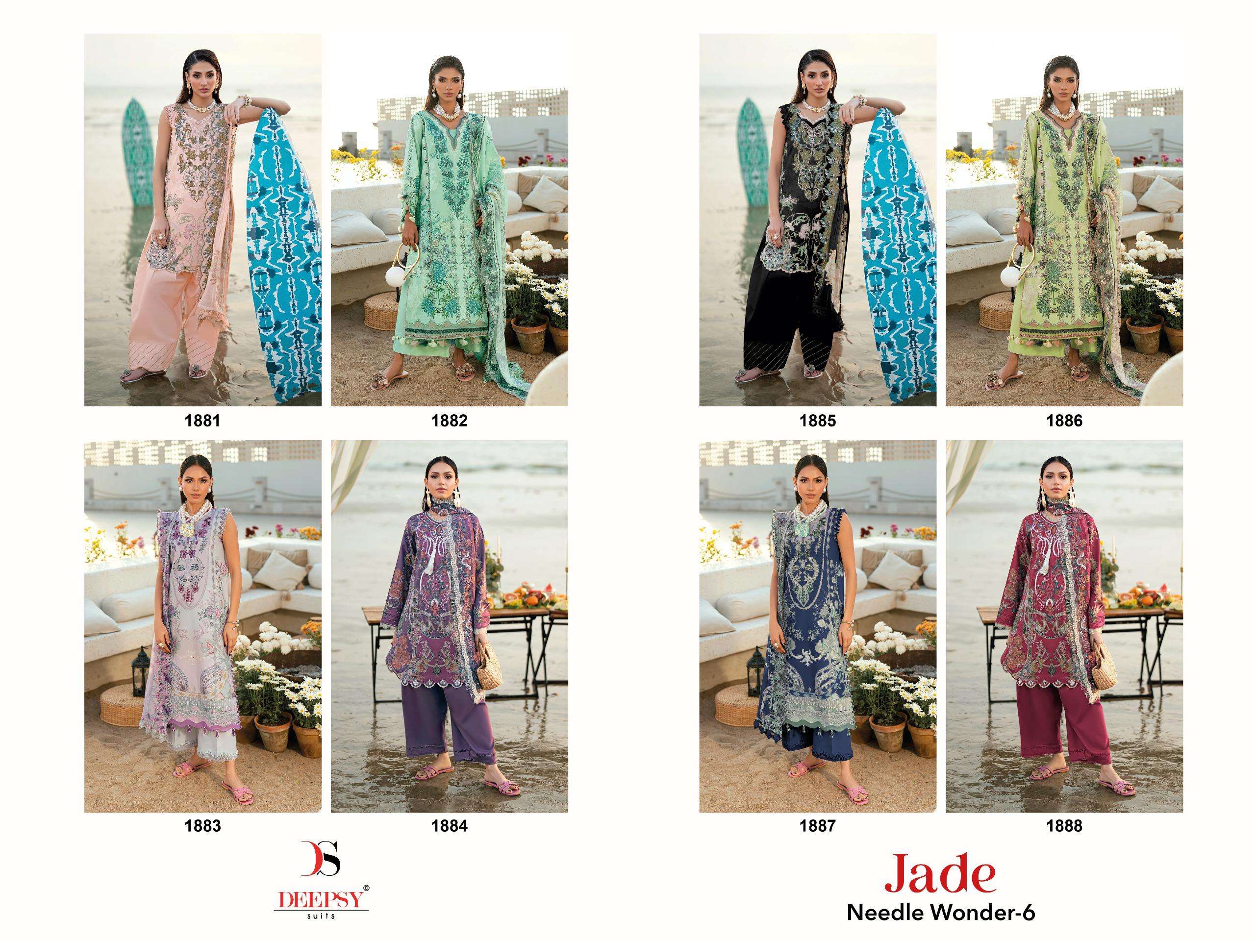 DEEPSY SUITS JADE NEEDLE WONDER VOL 6 COTTON HEAVY PATCH EMBROIDERY WORK SUIT