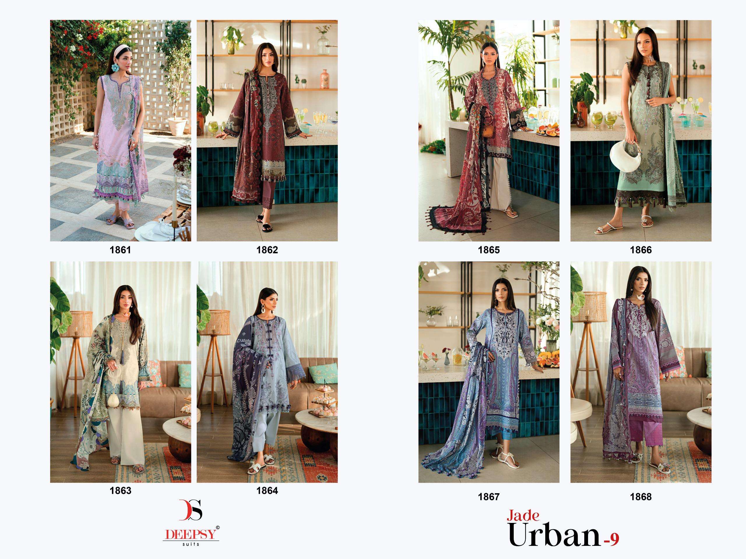 DEEPSY SUITS JADE URBAN VOL 9 COTTON EMBROIDERY WORK PAKISTANI SUIT