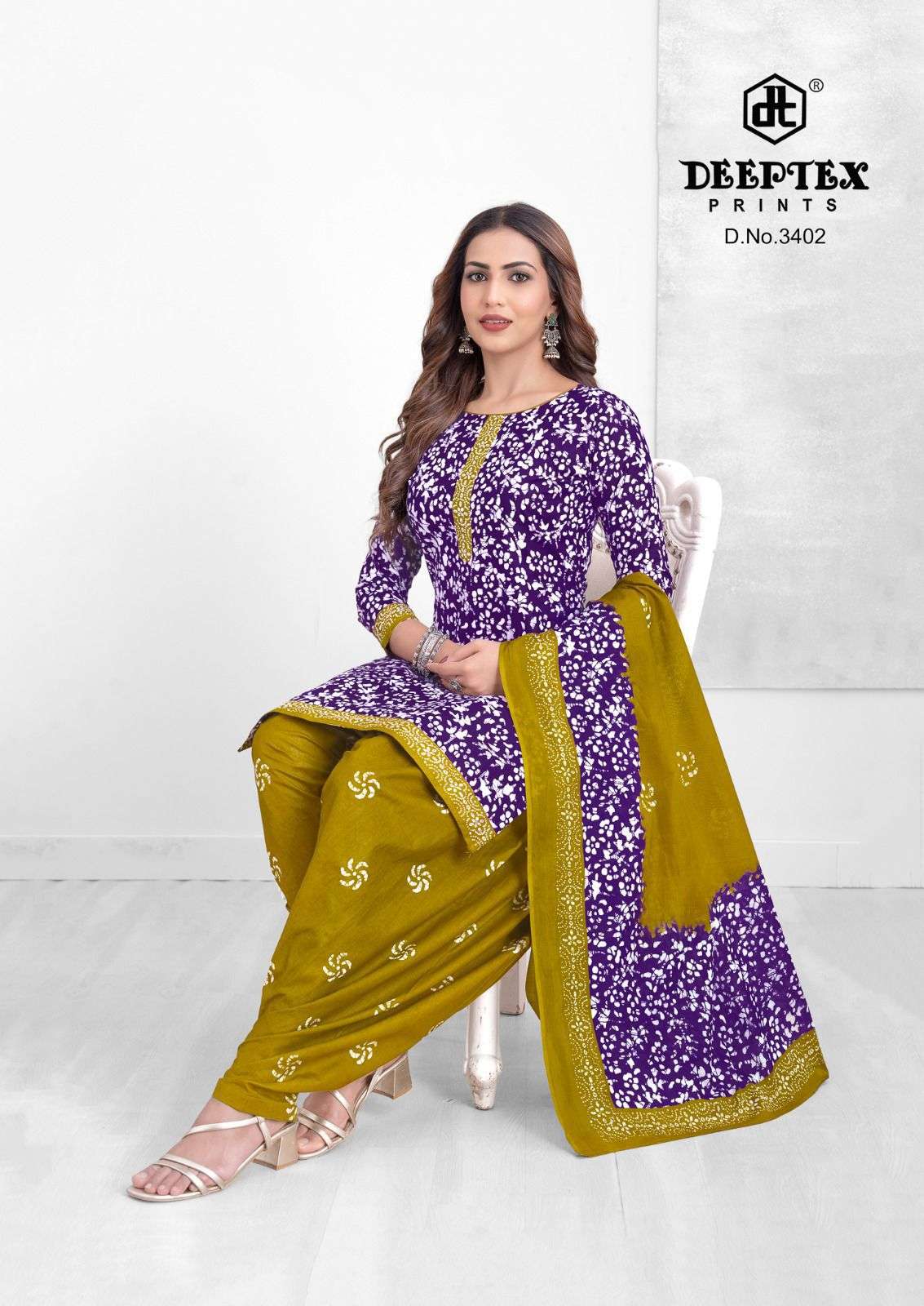 DEEPTEX PRINTS BATIK PLUS VOL 34 COTTON PRINTED PATIYALA SUIT