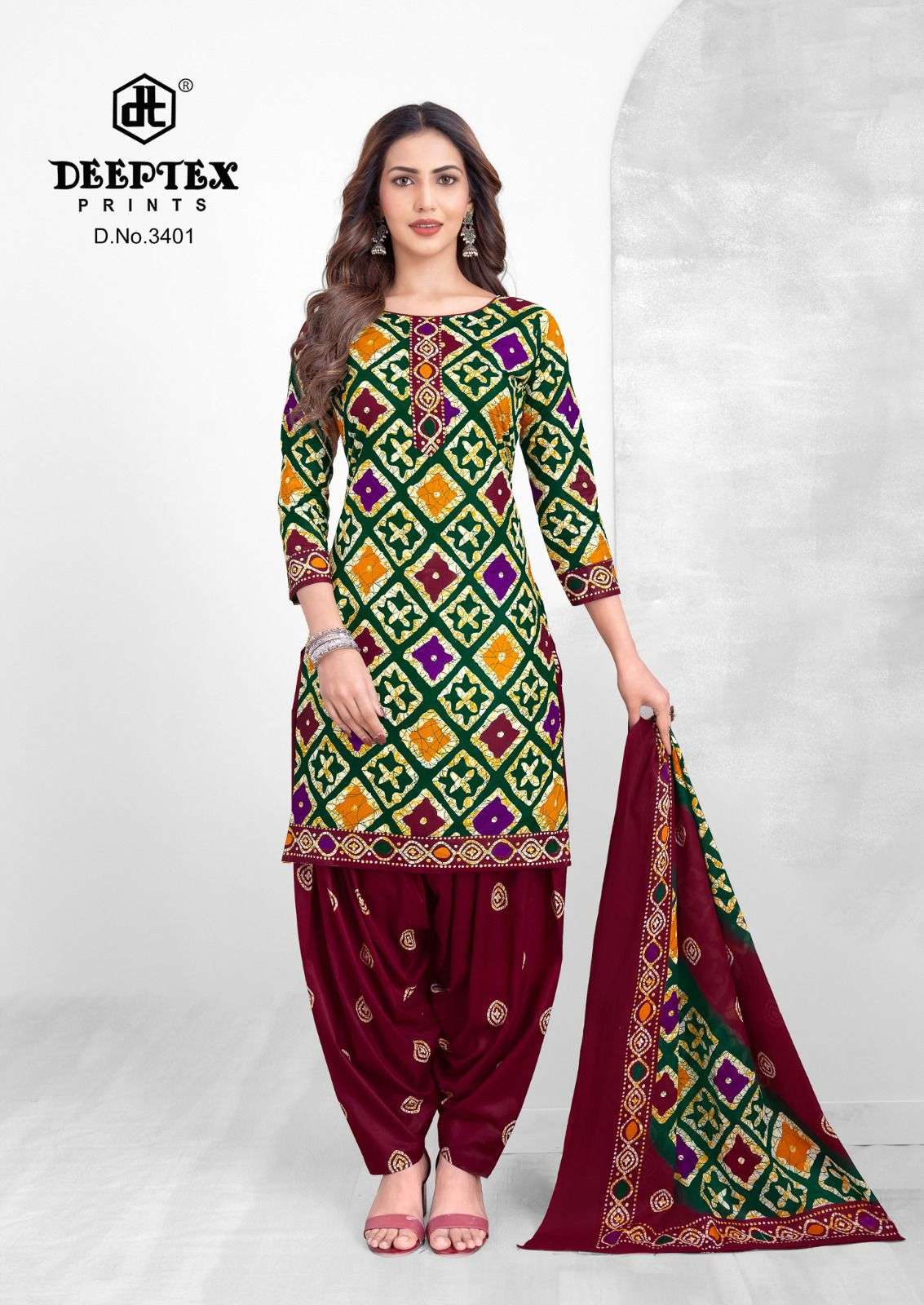 DEEPTEX PRINTS BATIK PLUS VOL 34 COTTON PRINTED PATIYALA SUIT
