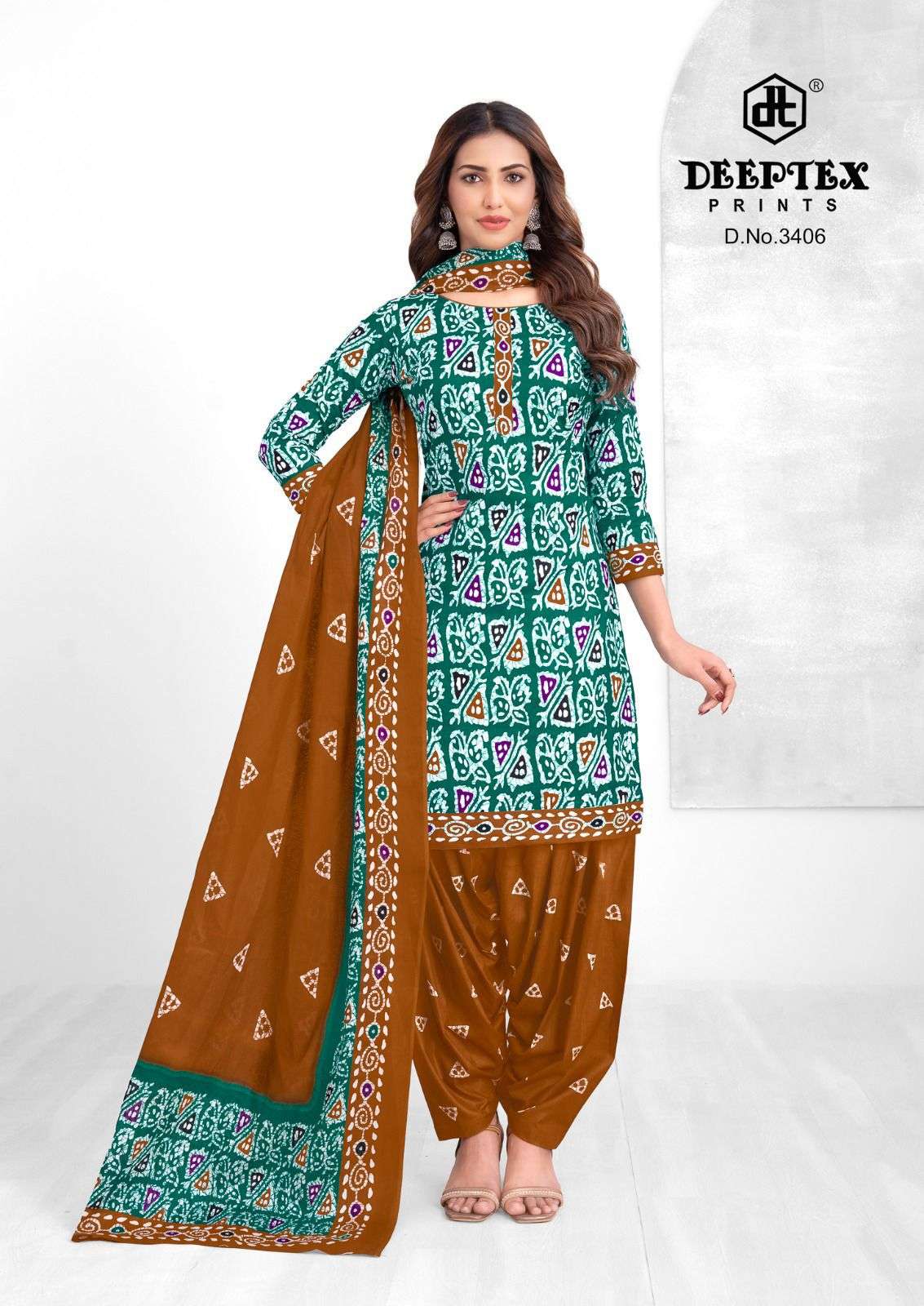 DEEPTEX PRINTS BATIK PLUS VOL 34 COTTON PRINTED PATIYALA SUIT