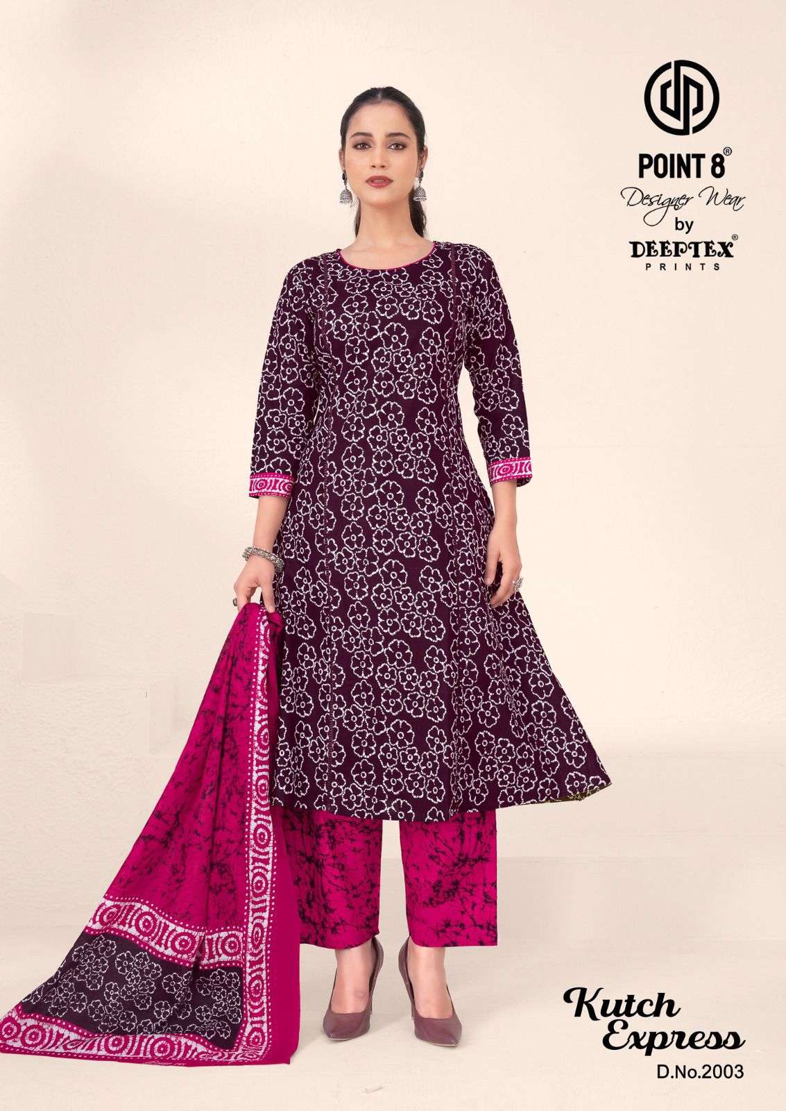 DEEPTEX PRINTS KUTCH EXPRESS VOL 2 COTTON PRINT ANARKALI STYLE LADIES 3PCS SET COLLECTION 