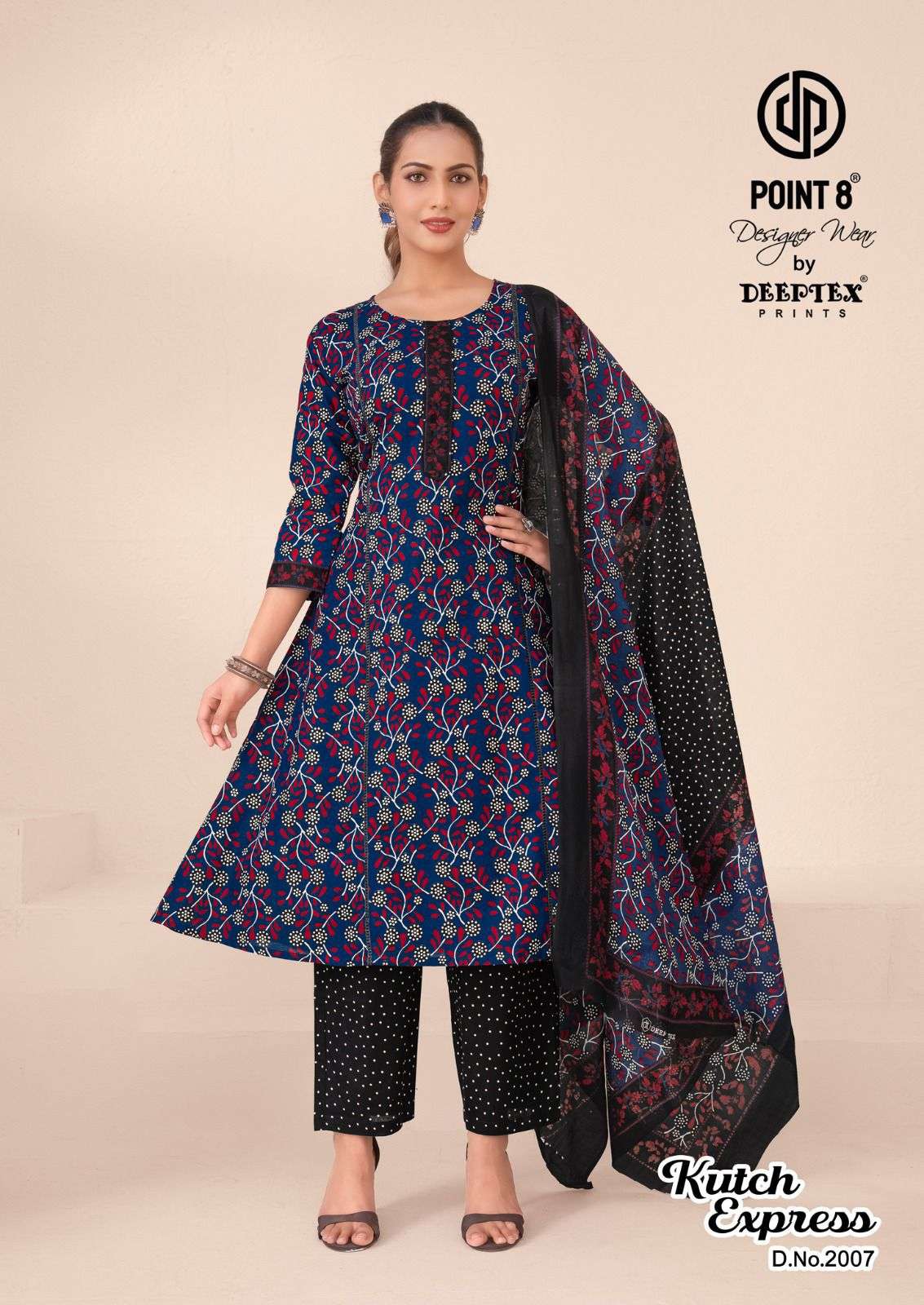 DEEPTEX PRINTS KUTCH EXPRESS VOL 2 COTTON PRINT ANARKALI STYLE LADIES 3PCS SET COLLECTION 