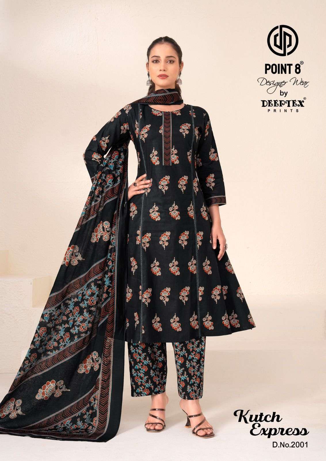 DEEPTEX PRINTS KUTCH EXPRESS VOL 2 COTTON PRINT ANARKALI STYLE LADIES 3PCS SET COLLECTION 