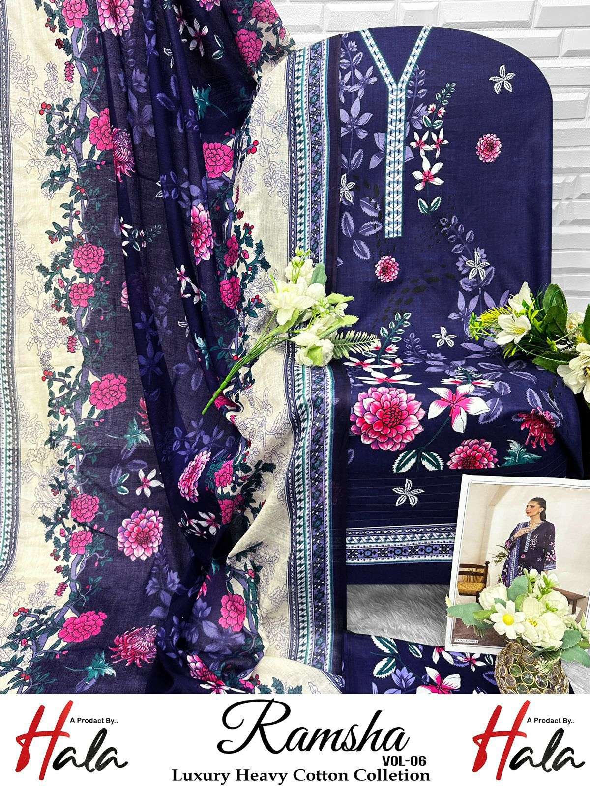 FARIDA FAB RAMSHA VOL 6 COTTON DIGITAL PRINTS SALWAR SUIT