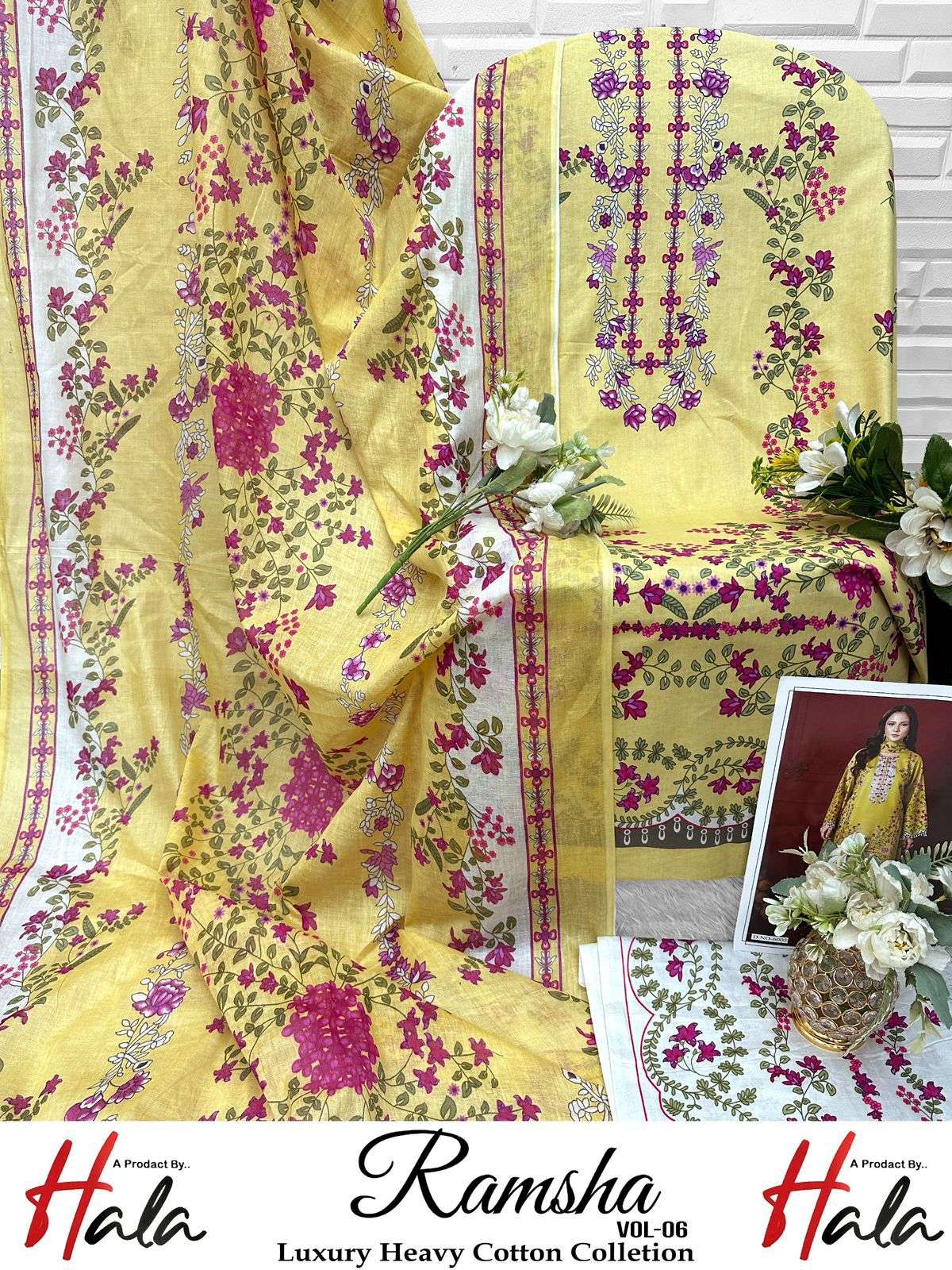 FARIDA FAB RAMSHA VOL 6 COTTON DIGITAL PRINTS SALWAR SUIT