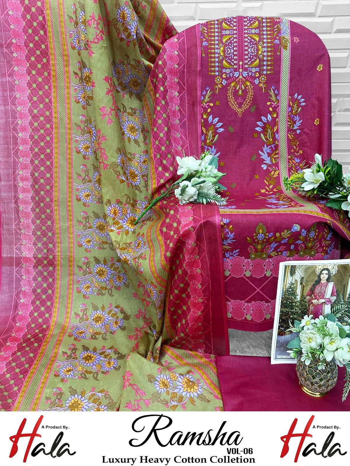 FARIDA FAB RAMSHA VOL 6 COTTON DIGITAL PRINTS SALWAR SUIT