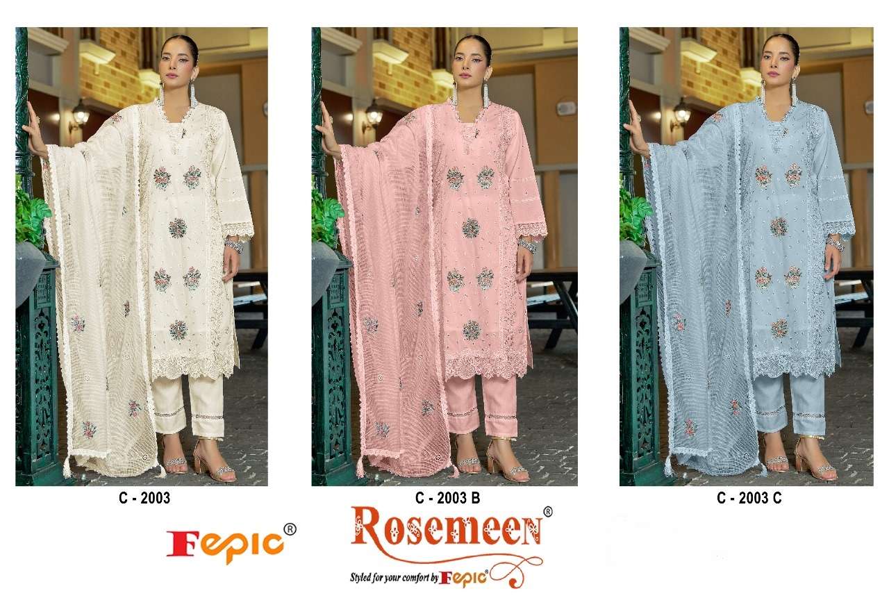 FEPIC ROSEMEEN C 2003 COTTON HEAVY EMBROIDERED DESIGNER WORK SUIT