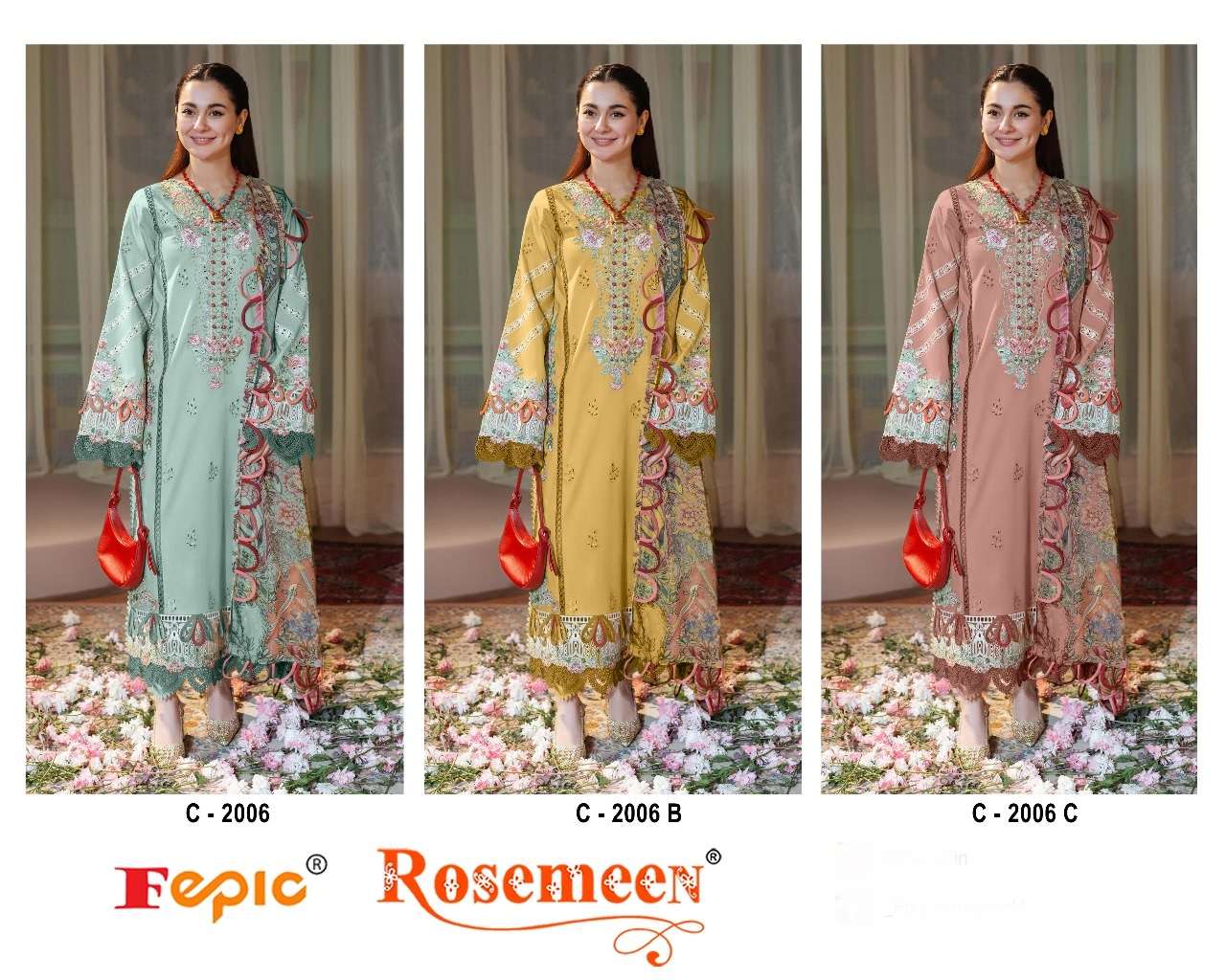 FEPIC ROSEMEEN C 2006 COTTON DIGITAL PRINT WITH DESIGNER WORK PAKISTANI SUIT