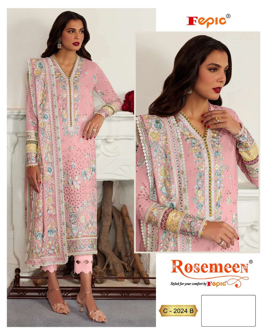 FEPIC ROSEMEEN C 2024 COTTON EMBROIDERED DESIGNER PAKISTANI SUIT