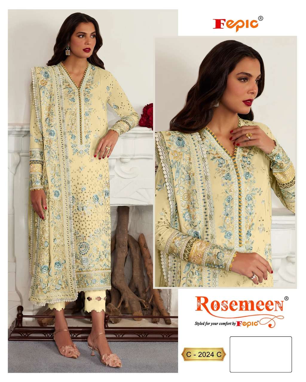 FEPIC ROSEMEEN C 2024 COTTON EMBROIDERED DESIGNER PAKISTANI SUIT