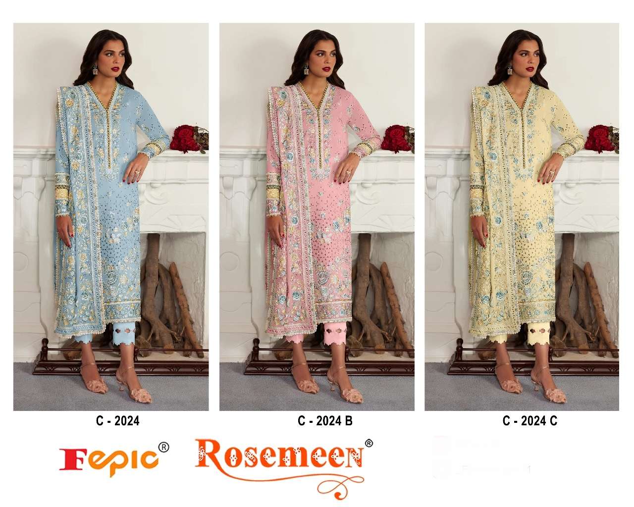 FEPIC ROSEMEEN C 2024 COTTON EMBROIDERED DESIGNER PAKISTANI SUIT