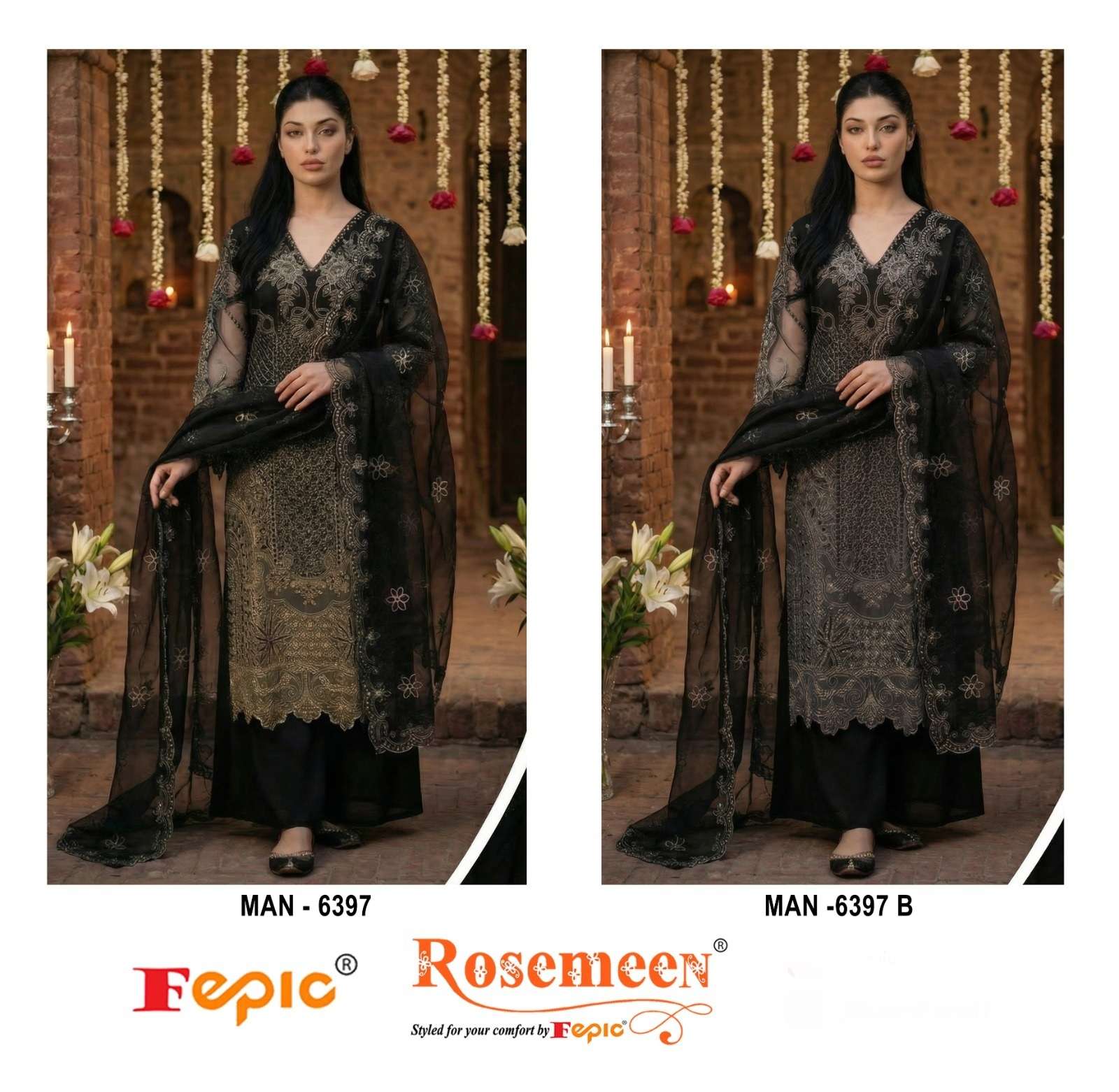 FEPIC ROSEMEEN MAN 6397 ORGANZA EMBROIDERED DESIGNER PAKISTANI SUIT