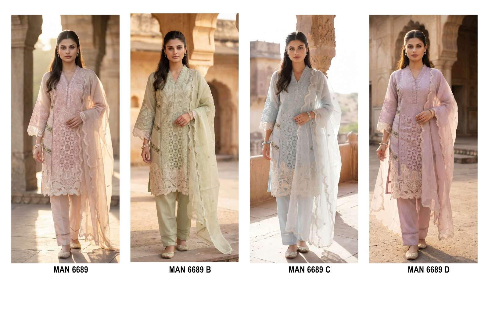 FEPIC ROSEMEEN MAN 6689 ORGANZA EMBROIDERY DESIGNER PAKISTANI SUIT
