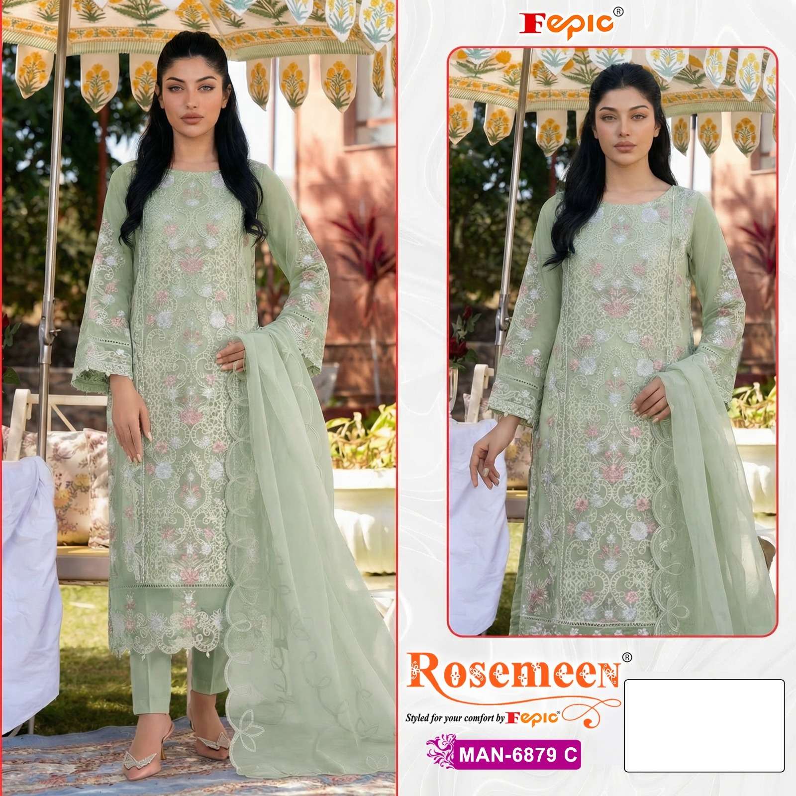 FEPIC ROSEMEEN MAN 6879 BEAUTIFUL EMBROIDERY DESIGNER WORK PAKISTANI SUIT