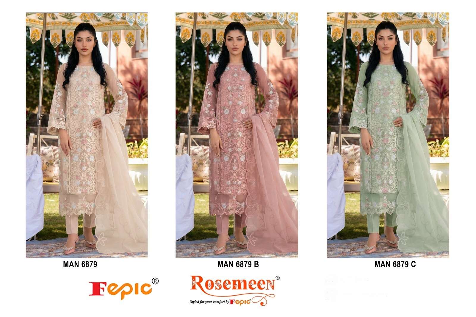 FEPIC ROSEMEEN MAN 6879 BEAUTIFUL EMBROIDERY DESIGNER WORK PAKISTANI SUIT
