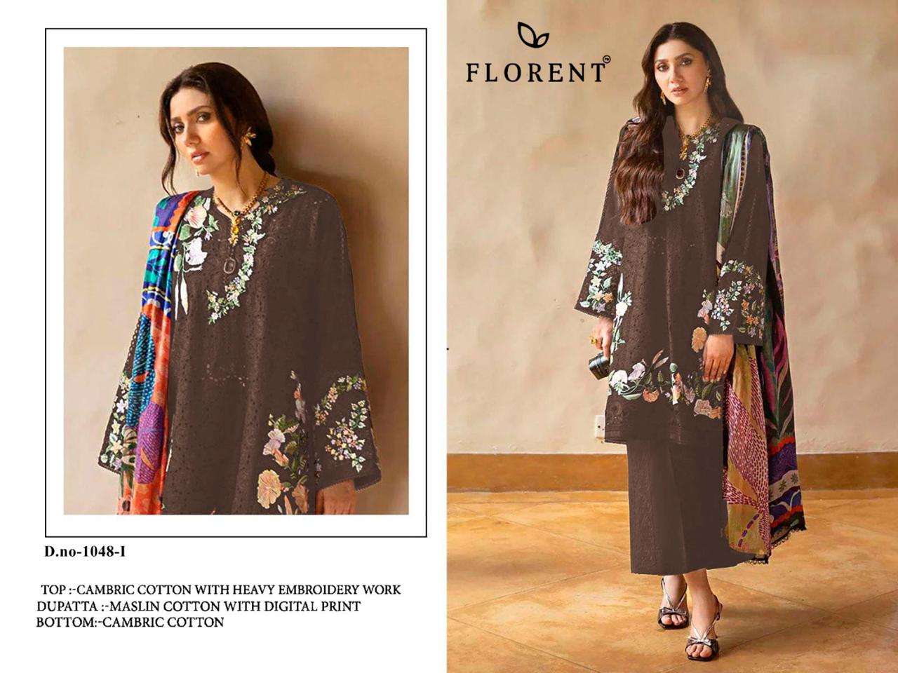 FLORENT D NO 1048 COTTON HEAVY EMBROIDERY DESIGNER WORK PAKISTANI SUIT