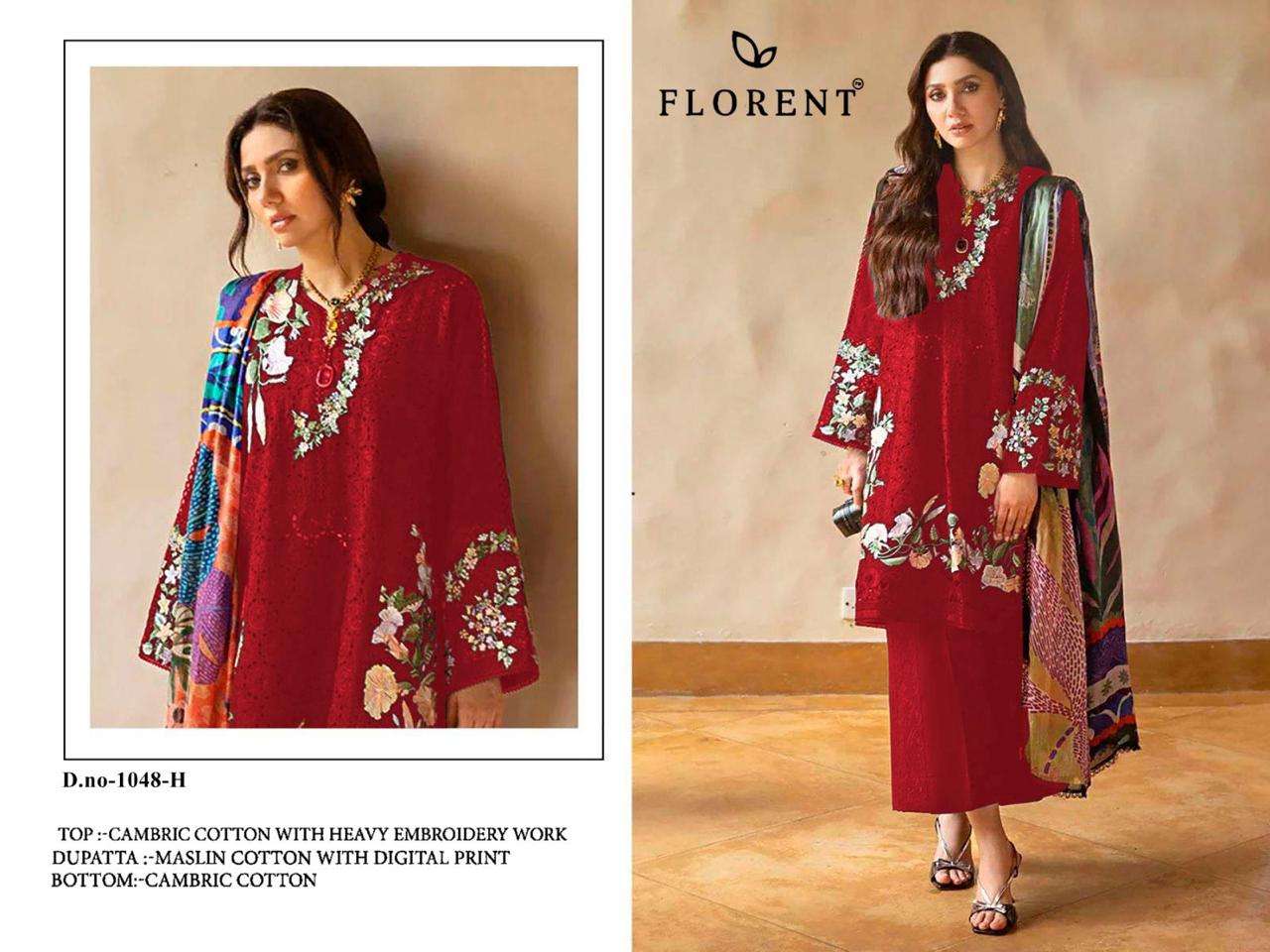 FLORENT D NO 1048 COTTON HEAVY EMBROIDERY DESIGNER WORK PAKISTANI SUIT