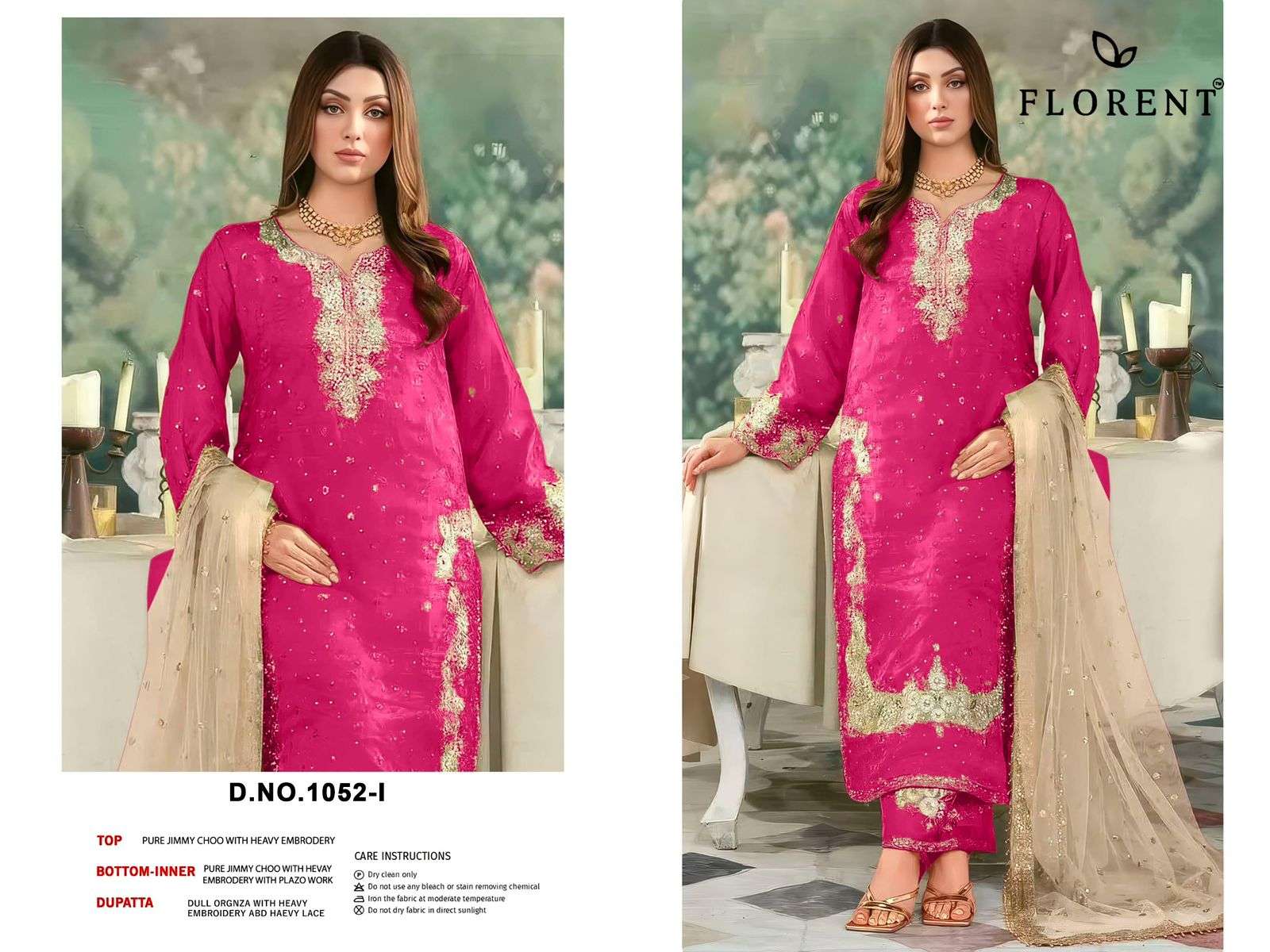 FLORENT D NO 1052 IJKL JIMMY CHOO FABRIC DESIGNER WORK READY MADE PAKISTANI SUIT