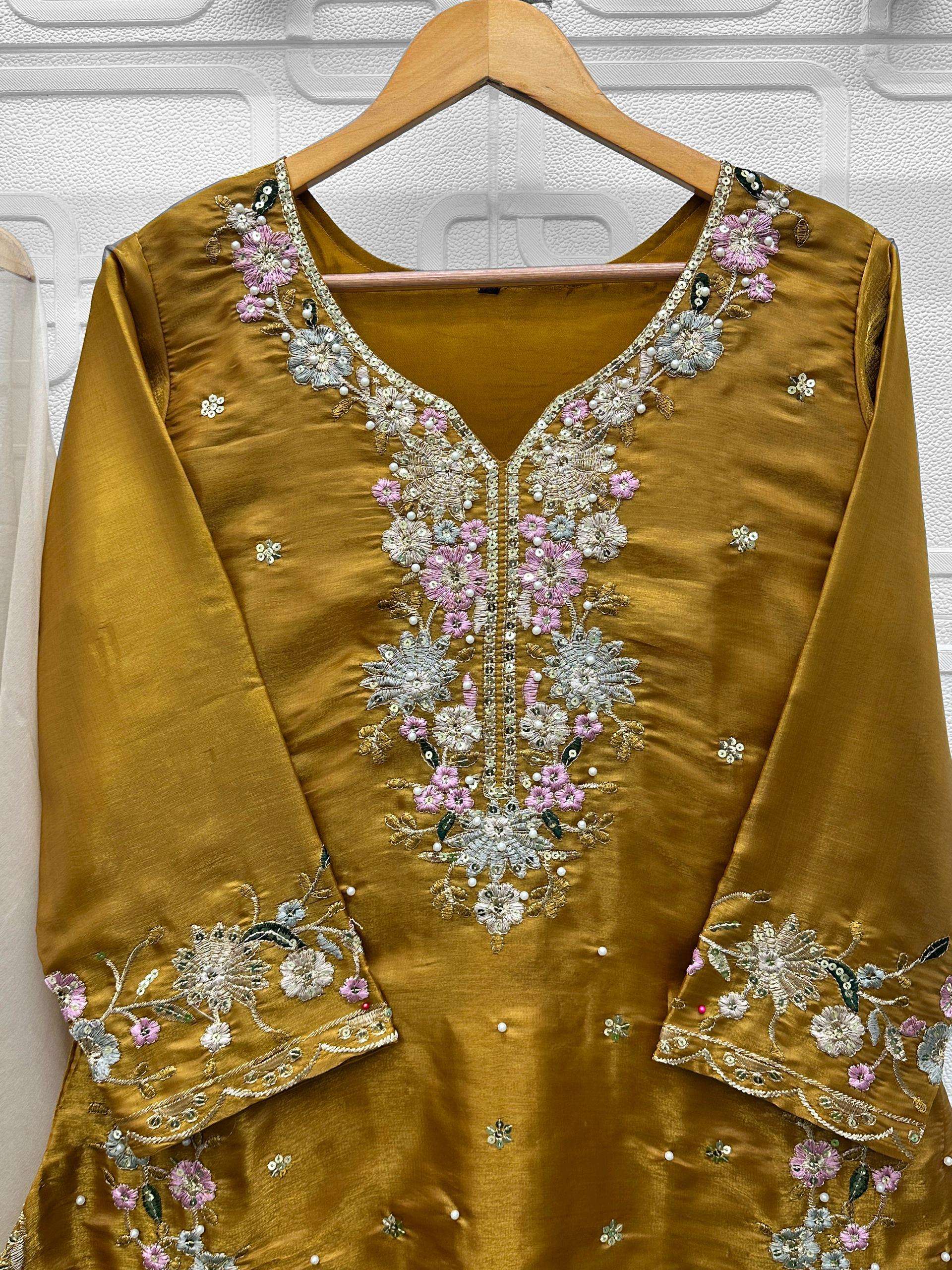 FLORENT D NO 1052 IJKL JIMMY CHOO FABRIC DESIGNER WORK READY MADE PAKISTANI SUIT