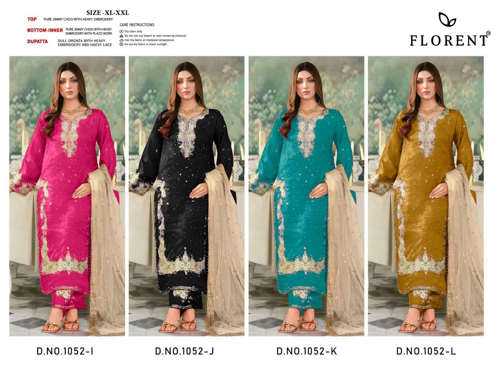 FLORENT D NO 1052 IJKL JIMMY CHOO FABRIC DESIGNER WORK READY MADE PAKISTANI SUIT