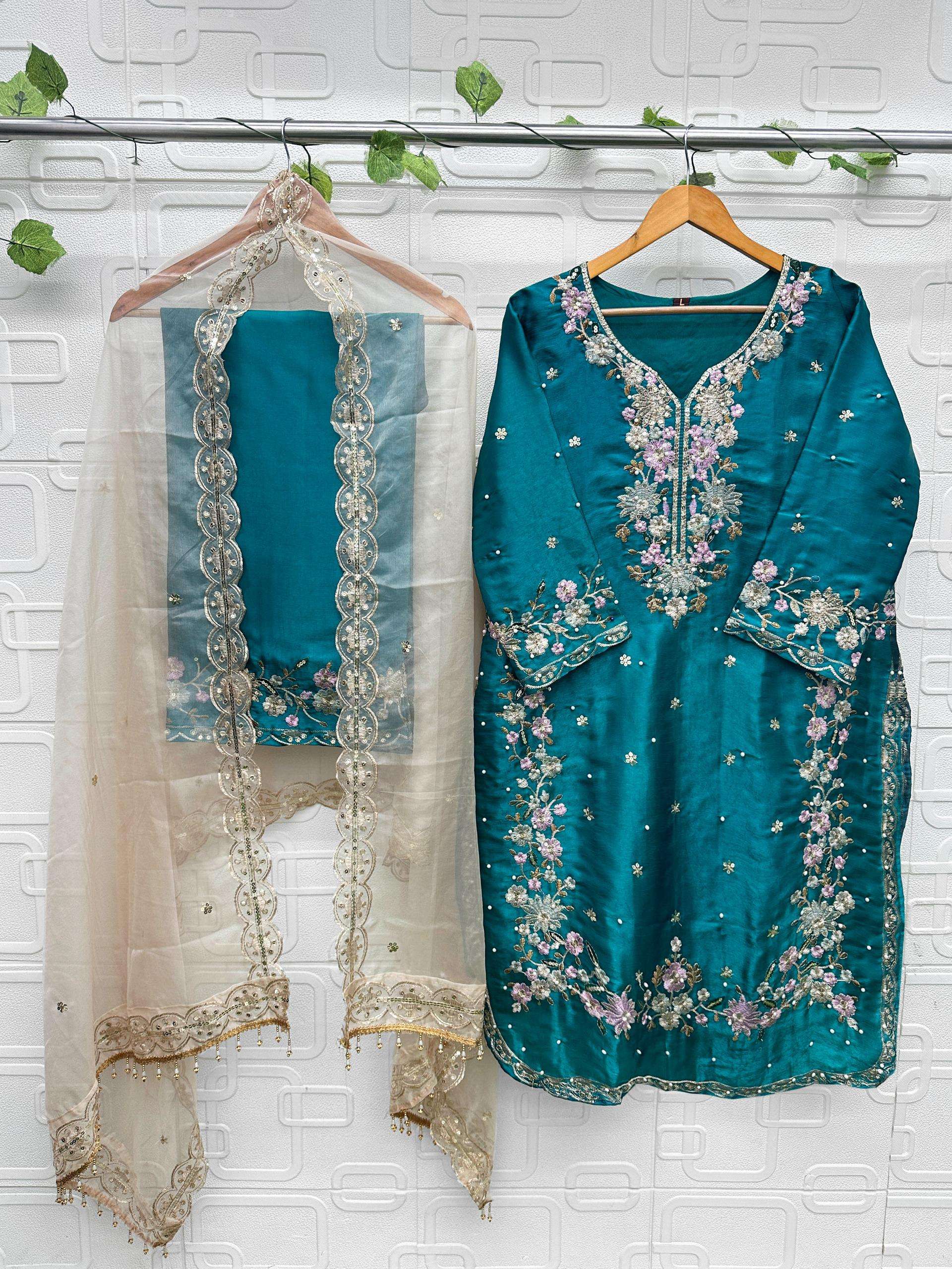 FLORENT D NO 1052 IJKL JIMMY CHOO FABRIC DESIGNER WORK READY MADE PAKISTANI SUIT