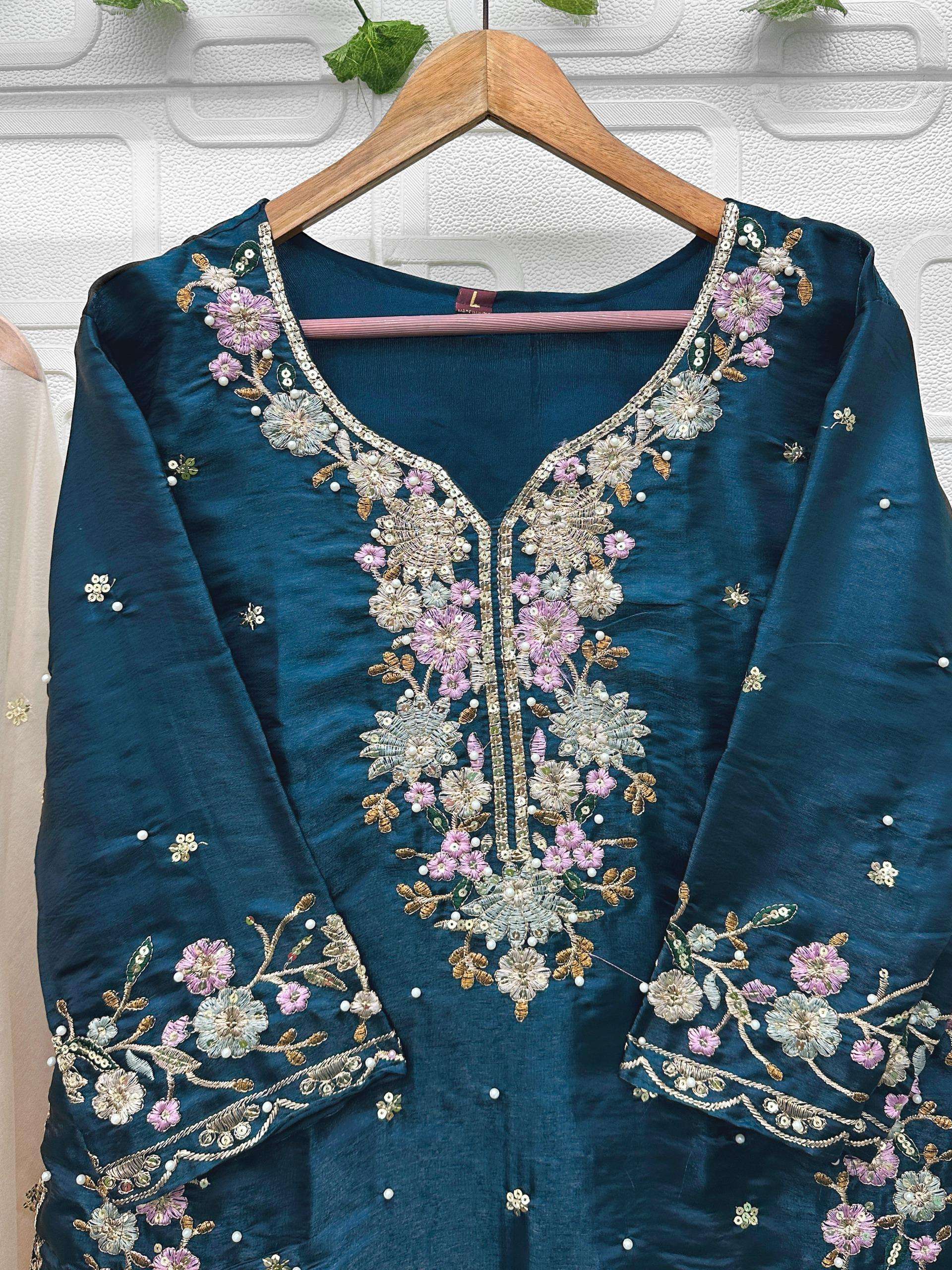 FLORENT D NO 1052 MNOP JIMMY SILK WITH BEAUTIFUL EMBROIDERY DESIGNER WORK SUIT