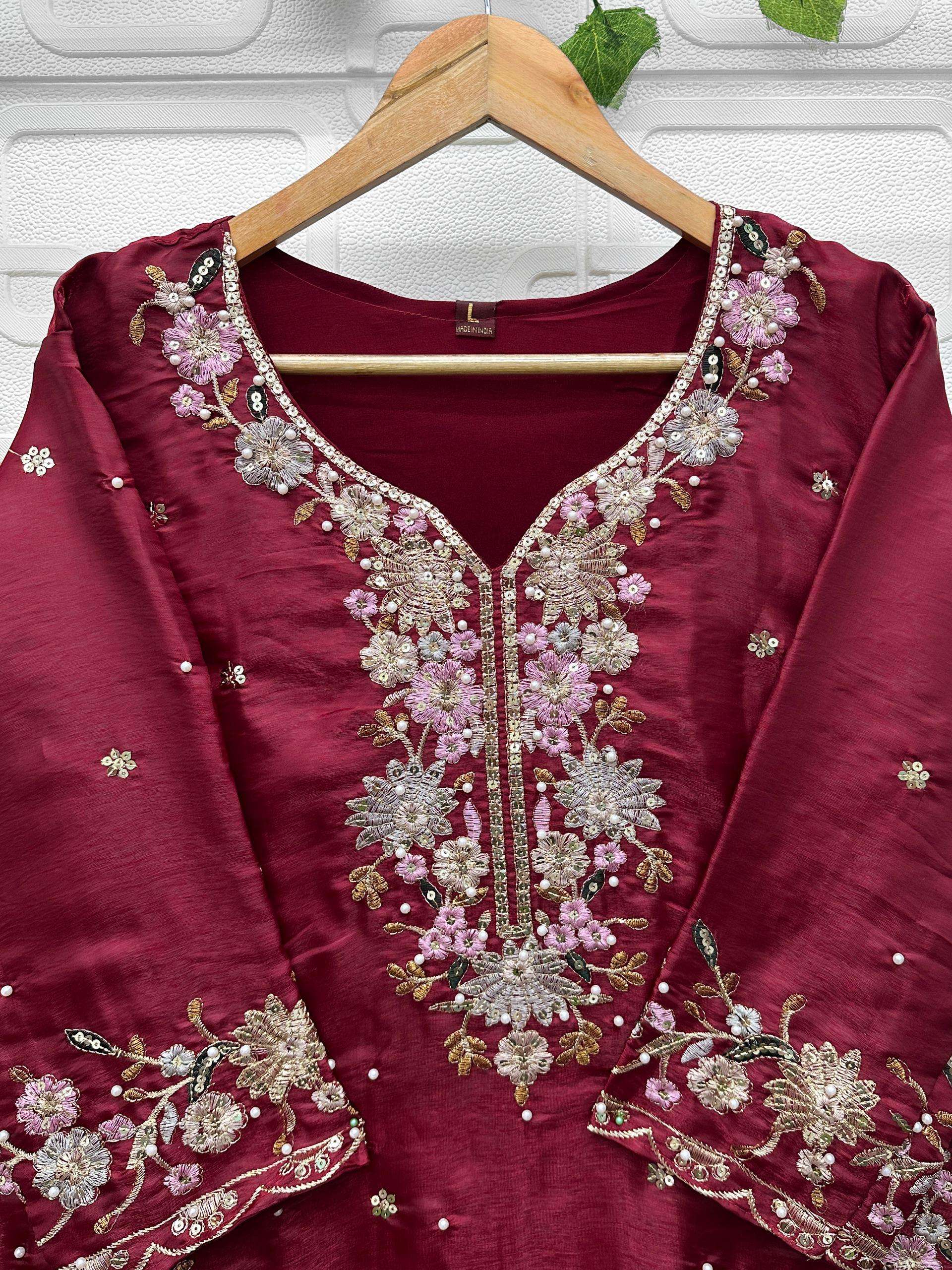 FLORENT D NO 1052 MNOP JIMMY SILK WITH BEAUTIFUL EMBROIDERY DESIGNER WORK SUIT