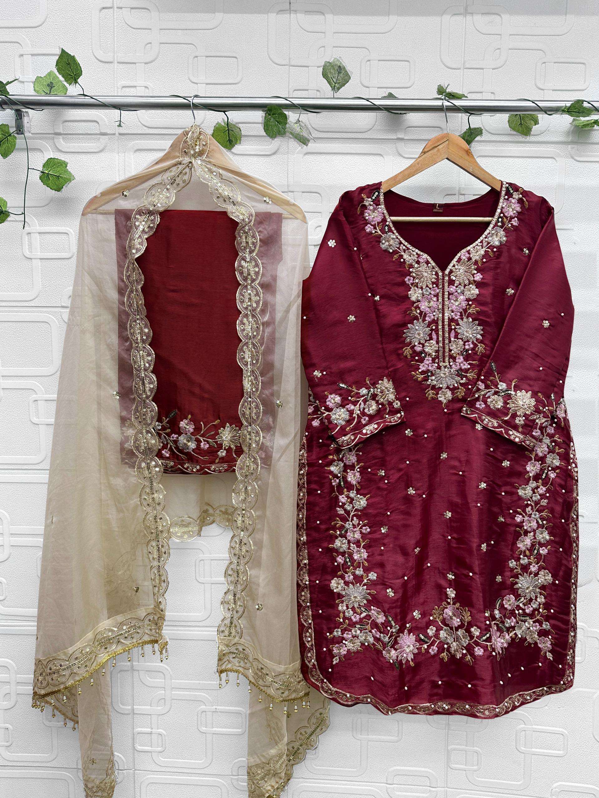 FLORENT D NO 1052 MNOP JIMMY SILK WITH BEAUTIFUL EMBROIDERY DESIGNER WORK SUIT