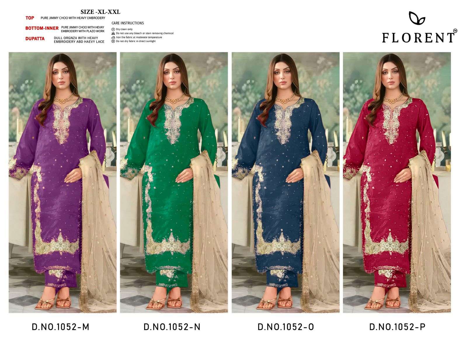 FLORENT D NO 1052 MNOP JIMMY SILK WITH BEAUTIFUL EMBROIDERY DESIGNER WORK SUIT