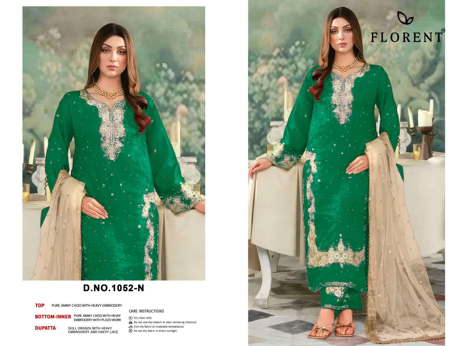 FLORENT D NO 1052 MNOP JIMMY SILK WITH BEAUTIFUL EMBROIDERY DESIGNER WORK SUIT