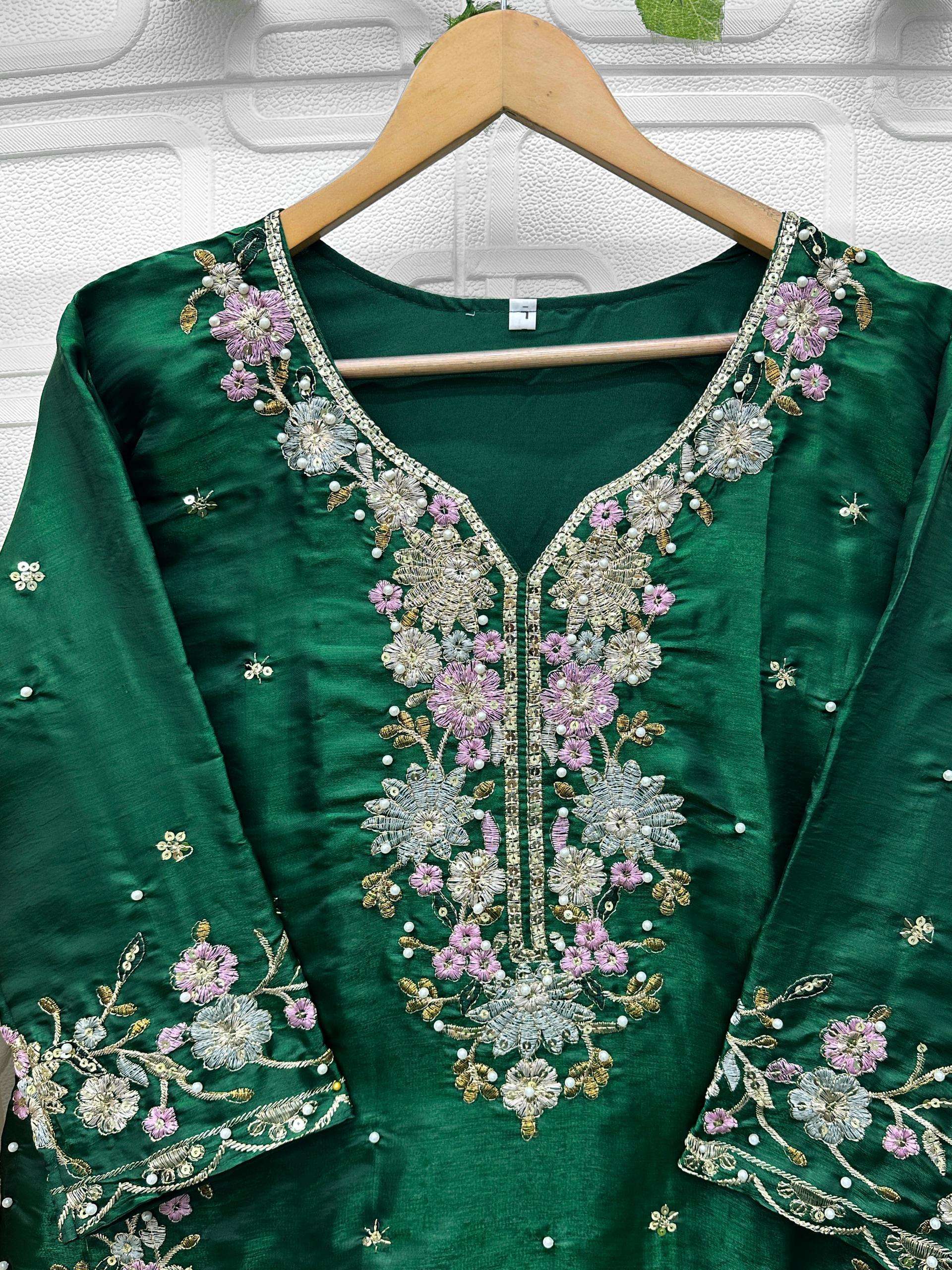 FLORENT D NO 1052 MNOP JIMMY SILK WITH BEAUTIFUL EMBROIDERY DESIGNER WORK SUIT