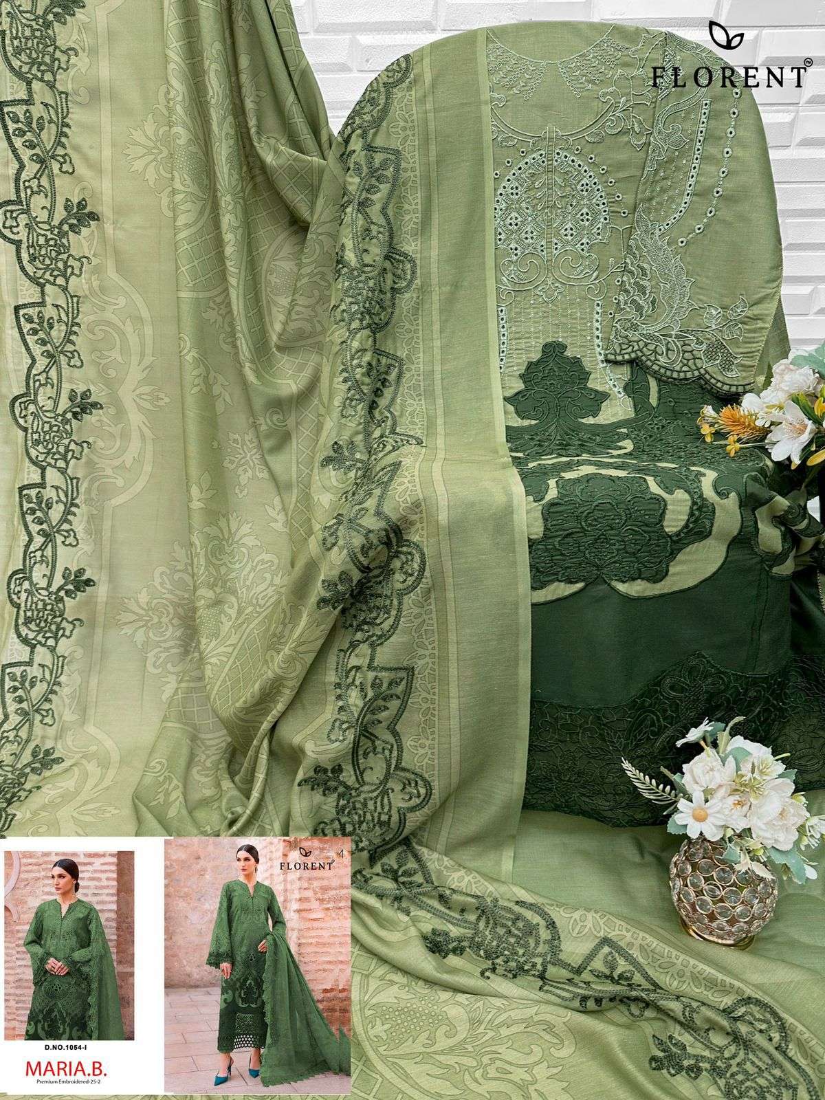 FLORENT D NO 1054 COTTON HEAVY EMBROIDERY DESIGNER WORK PAKISTANI SUIT
