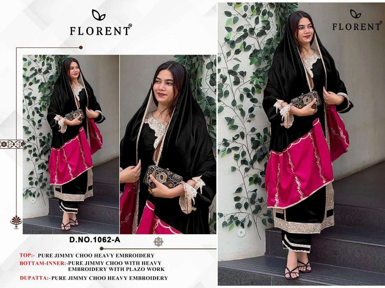 FLORENT D NO 1062 AB JIMMY CHOO FABRIC BEAUTIFUL DESIGNER LOOK PAKISTANI SUIT