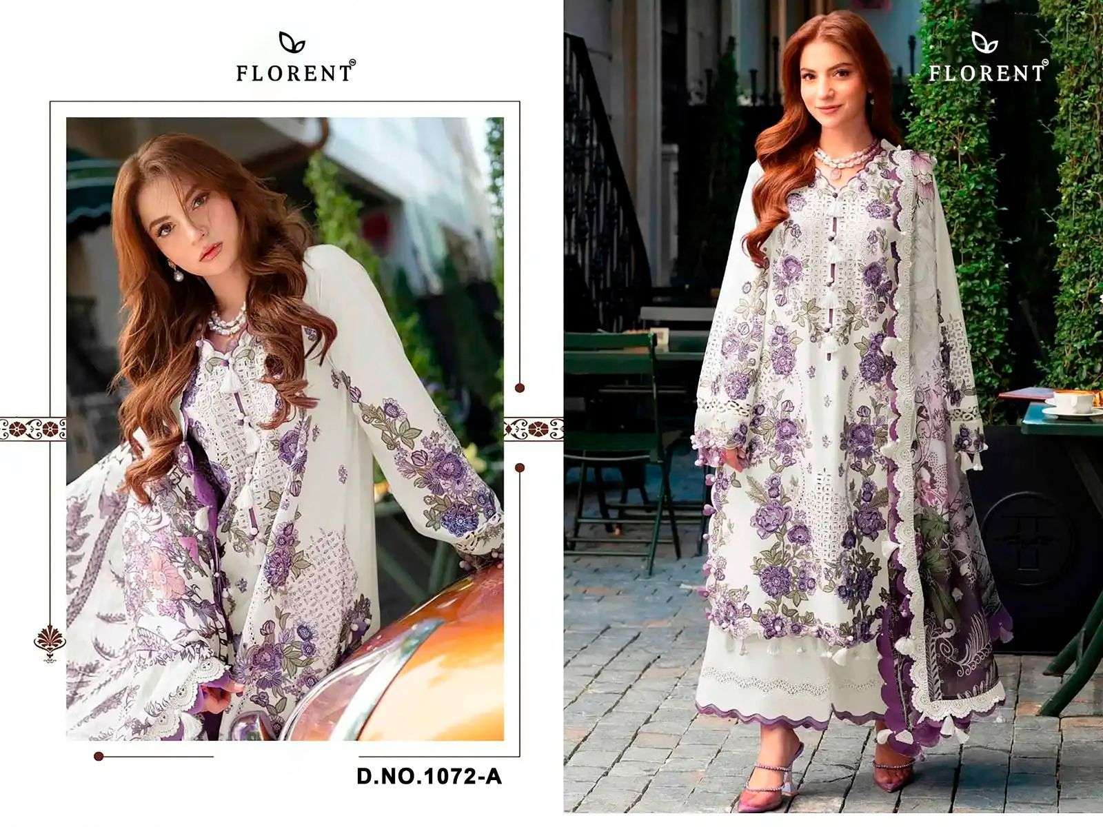 FLORENT D NO 1072 COTTON WITH HEAVY EMBROIDERY DESIGNER WORK SUIT